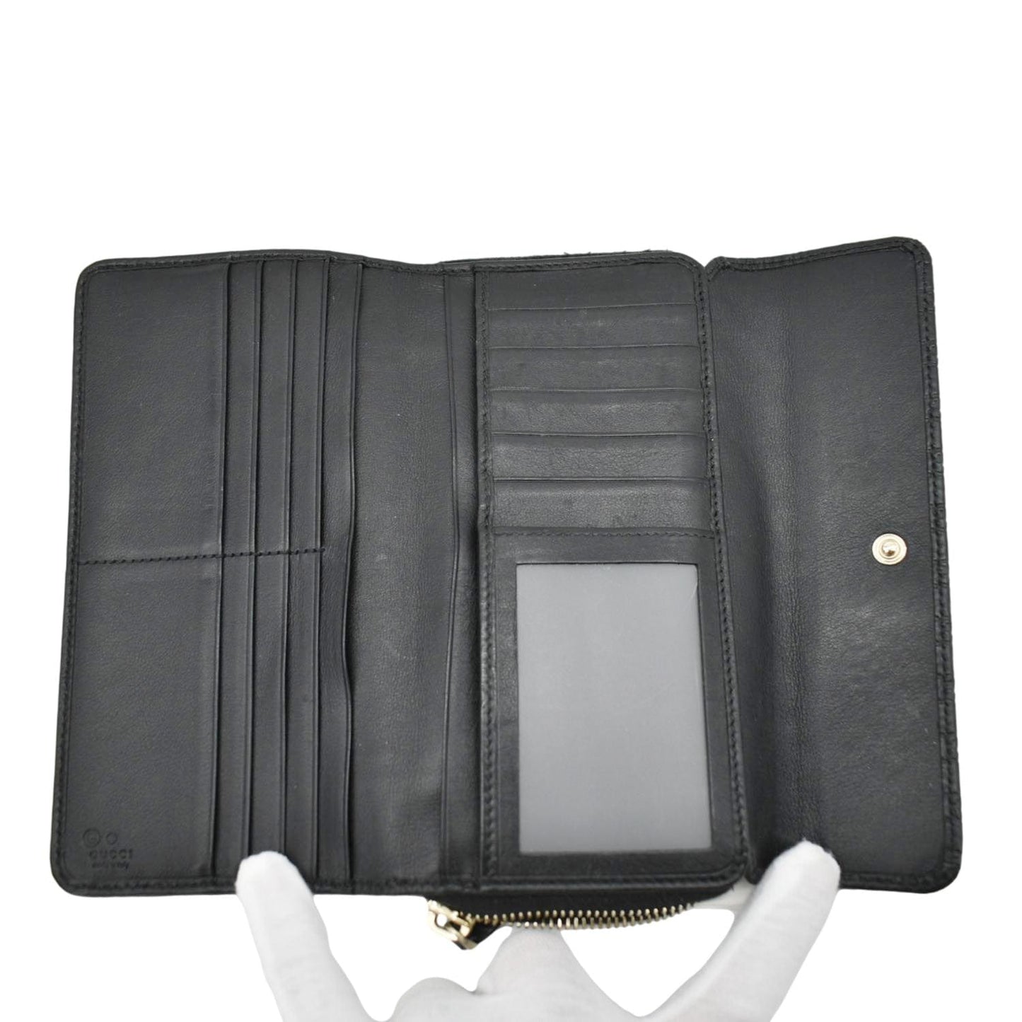 GUCCI Microguccissima Leather Zip Wallet Black 449364