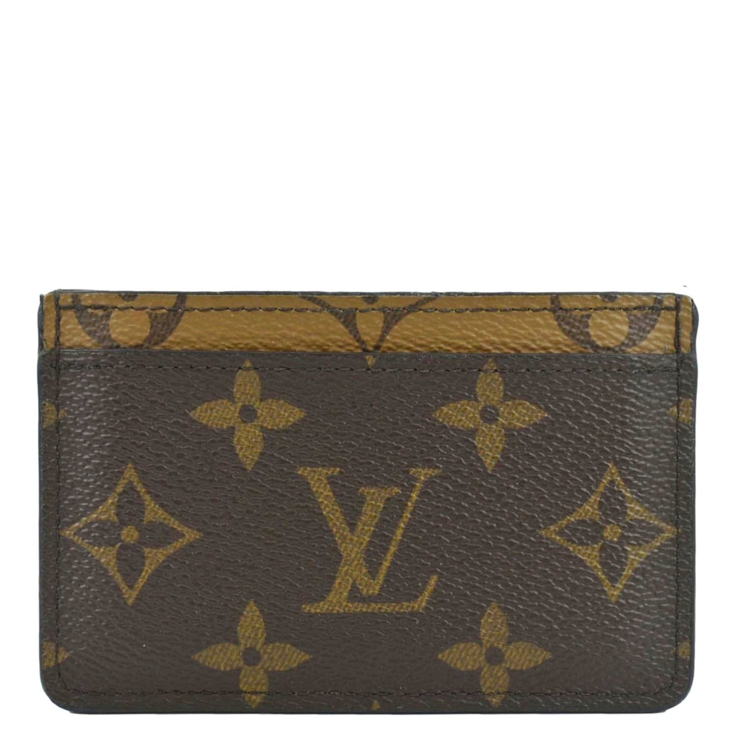 LOUIS VUITTON Monogram Reverse Canvas Card Holder Brown