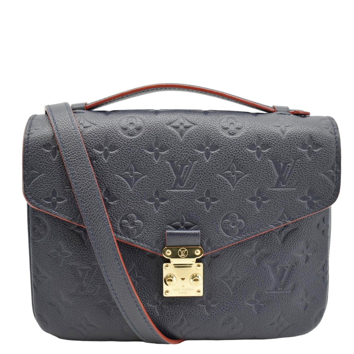 LOUIS VUITTON Metis Pochette Empreinte Leather Crossbody Bag Navy Blue