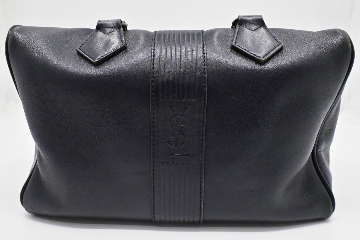 YSL Saint Laurent Boston Bag in Navy Leather