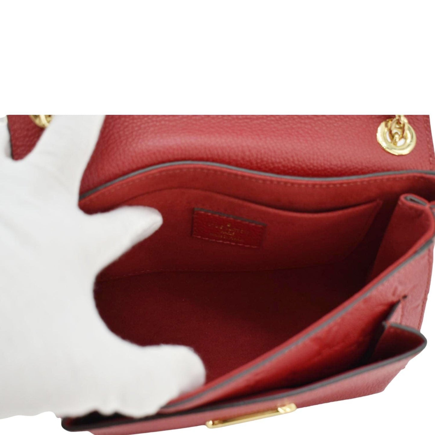 LOUIS VUITTON Vavin BB Monogram Empreinte Leather Shoulder Bag Red