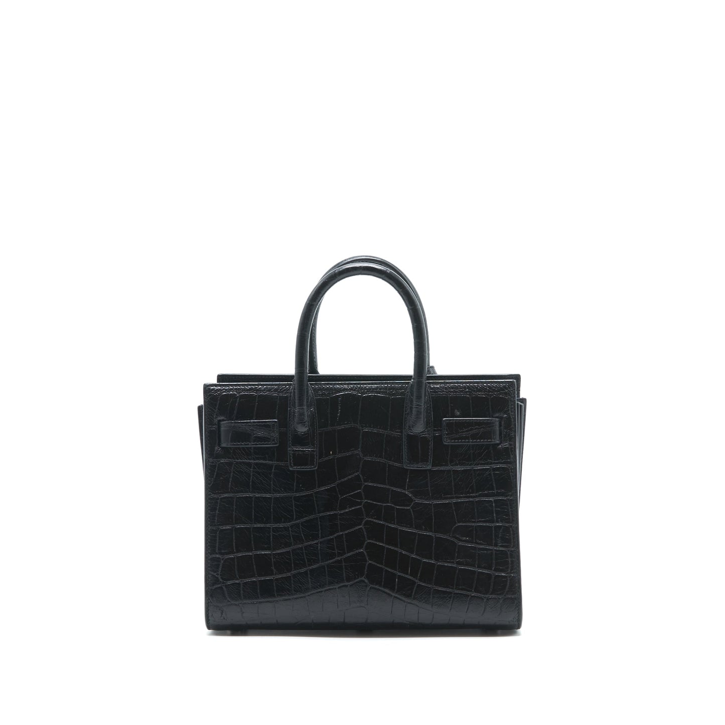 Saint Laurent/ Sac de Jour nano Crocodile-Embossed Black