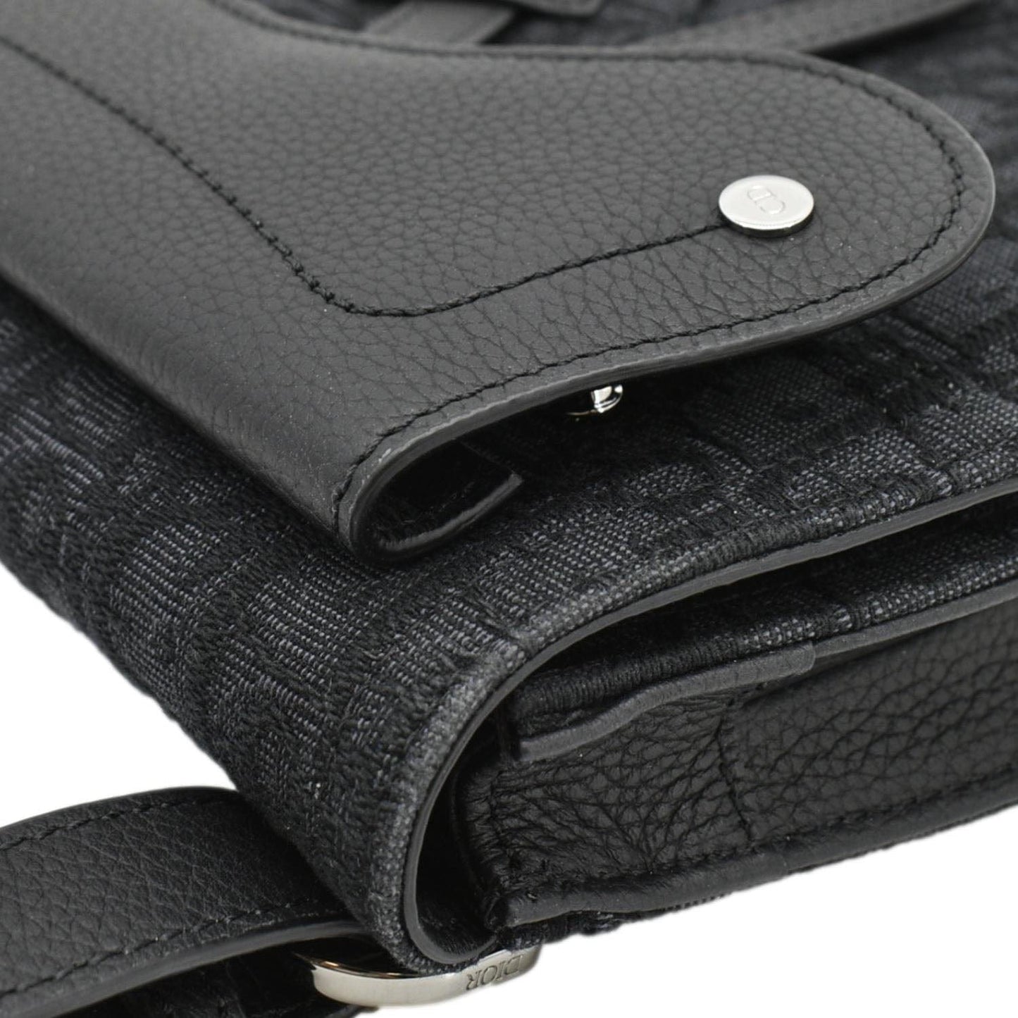 CHRISTIAN DIOR Saddle Oblique Jacquard Crossbody Bag Black