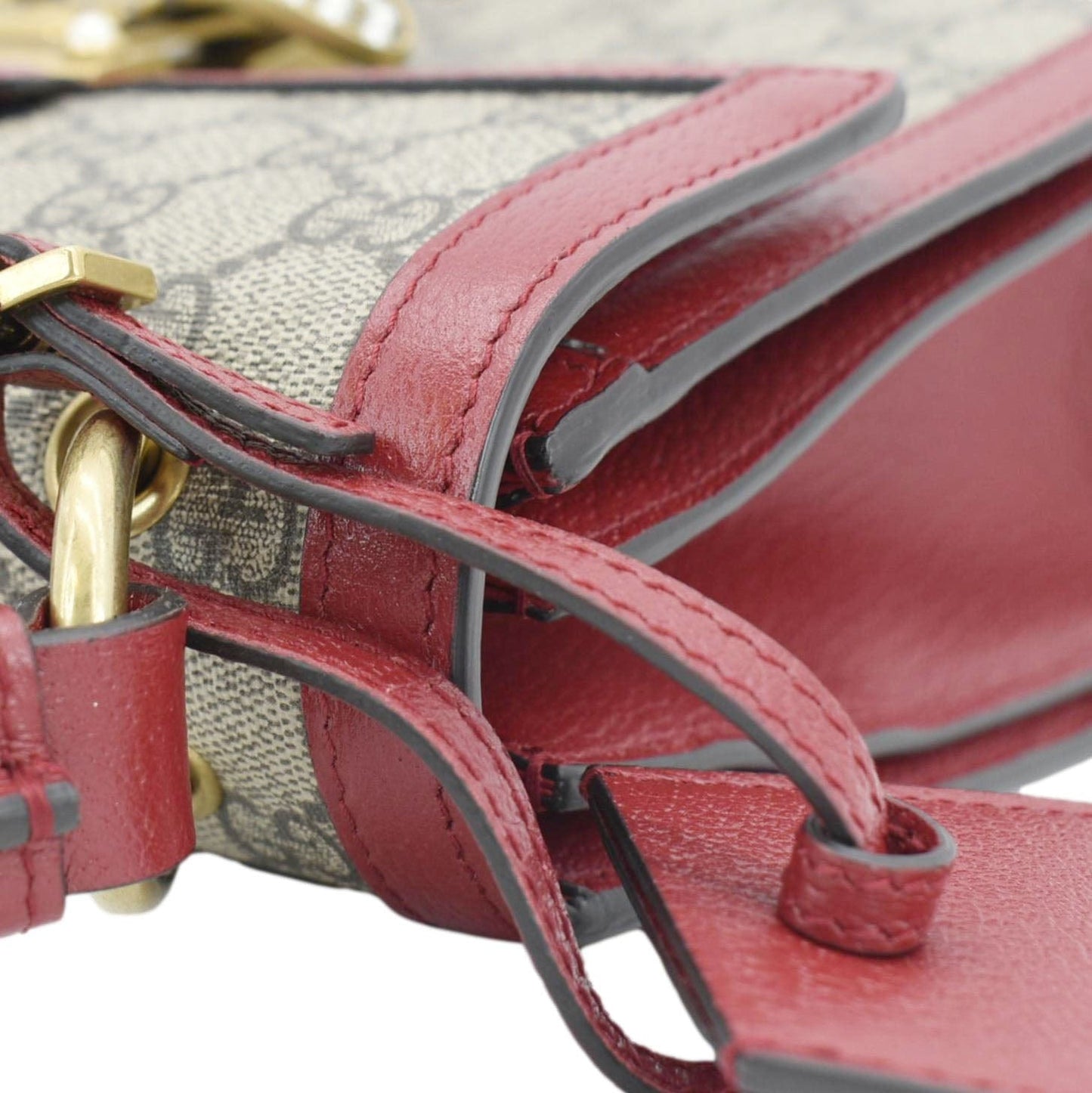 GUCCI Queen Margaret Bee GG Supreme Canvas Shoulder Bag Red 476541