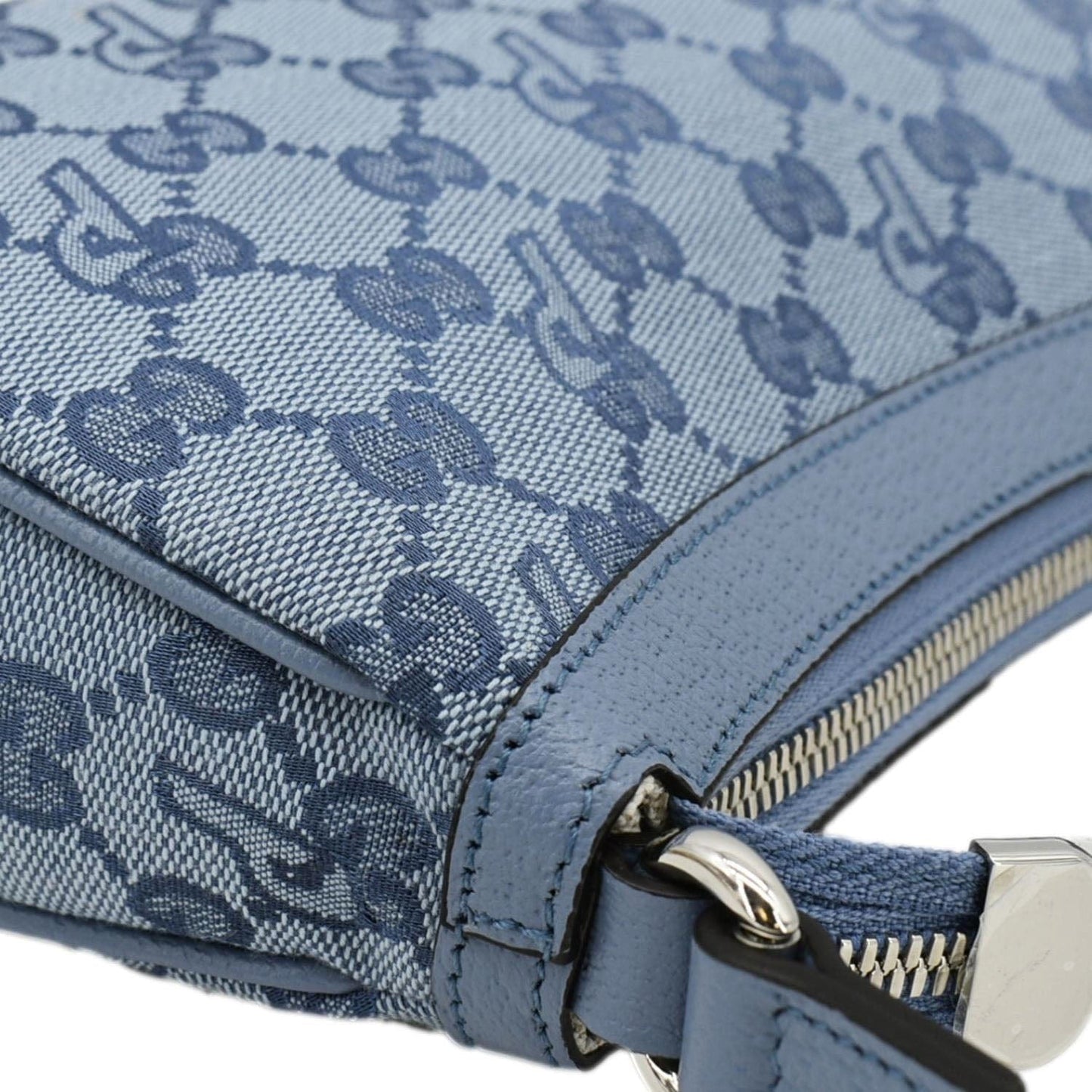 GUCCI X Palace Half Moon Mini GG-P Canvas Shoulder Bag Light Blue 723737