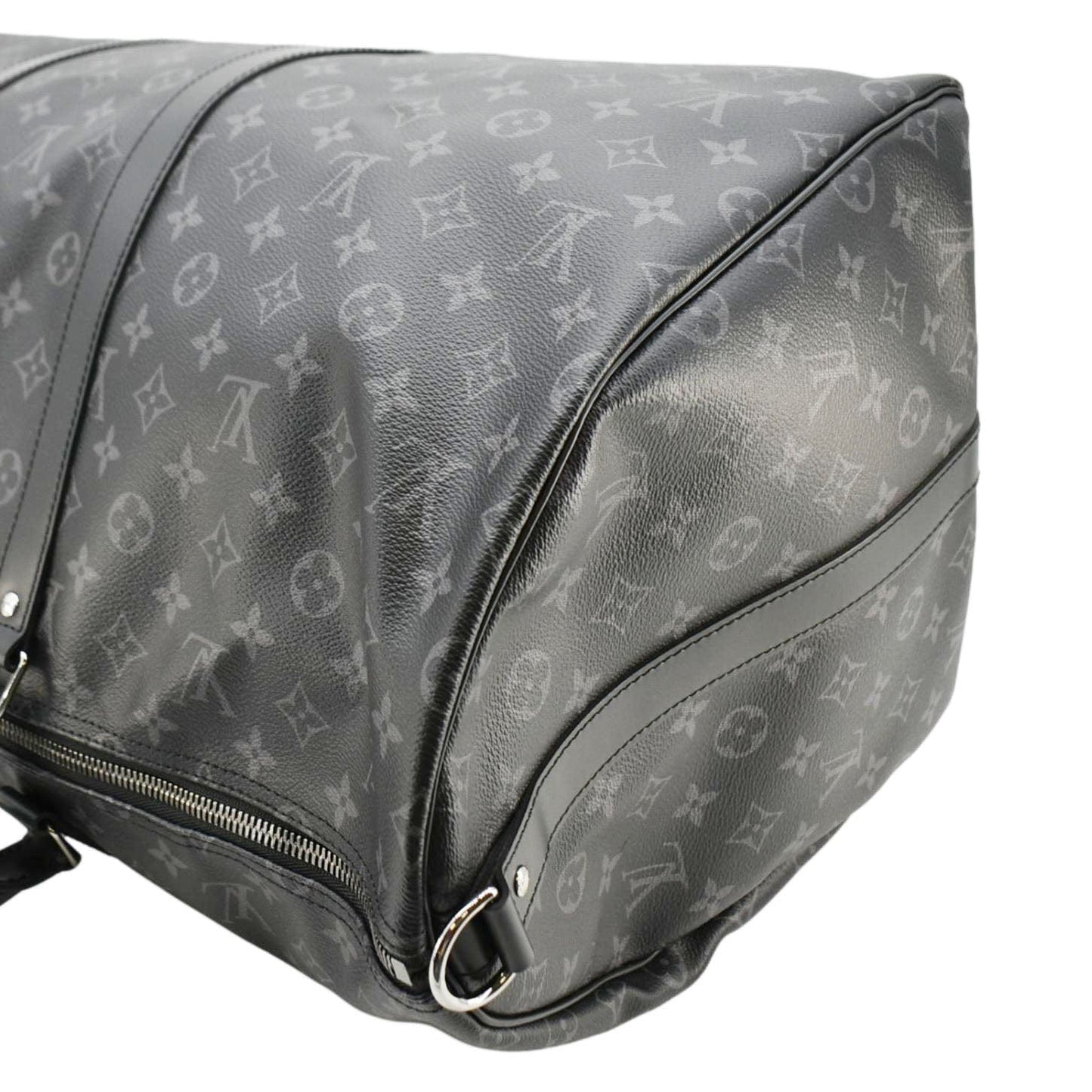 LOUIS VUITTON Keepall 55 Bandouliere Monogram Eclipse Travel Bag Black