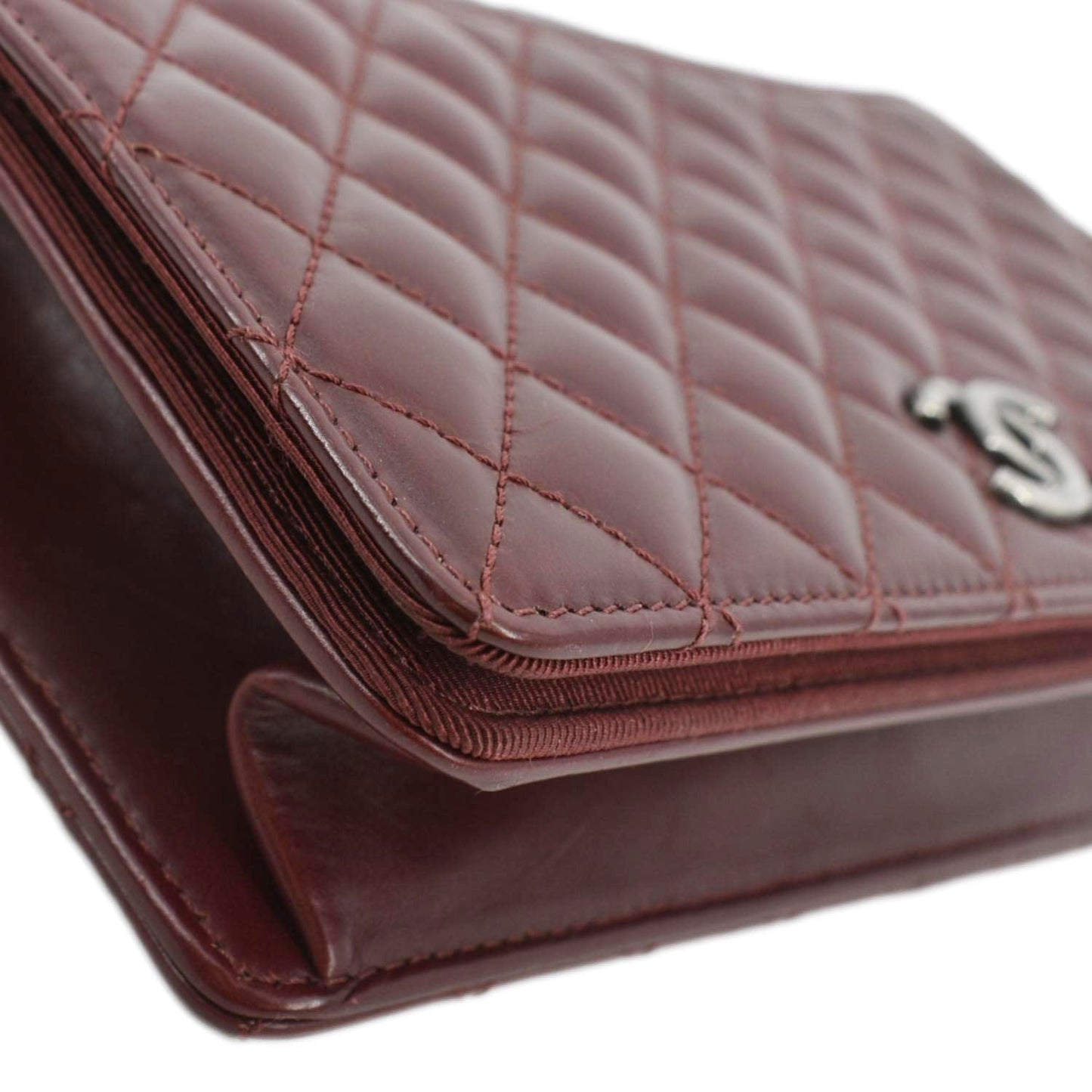 CHANEL Grosgrain Ballerine Flap Quilted Leather Crossbody Bag Maroon