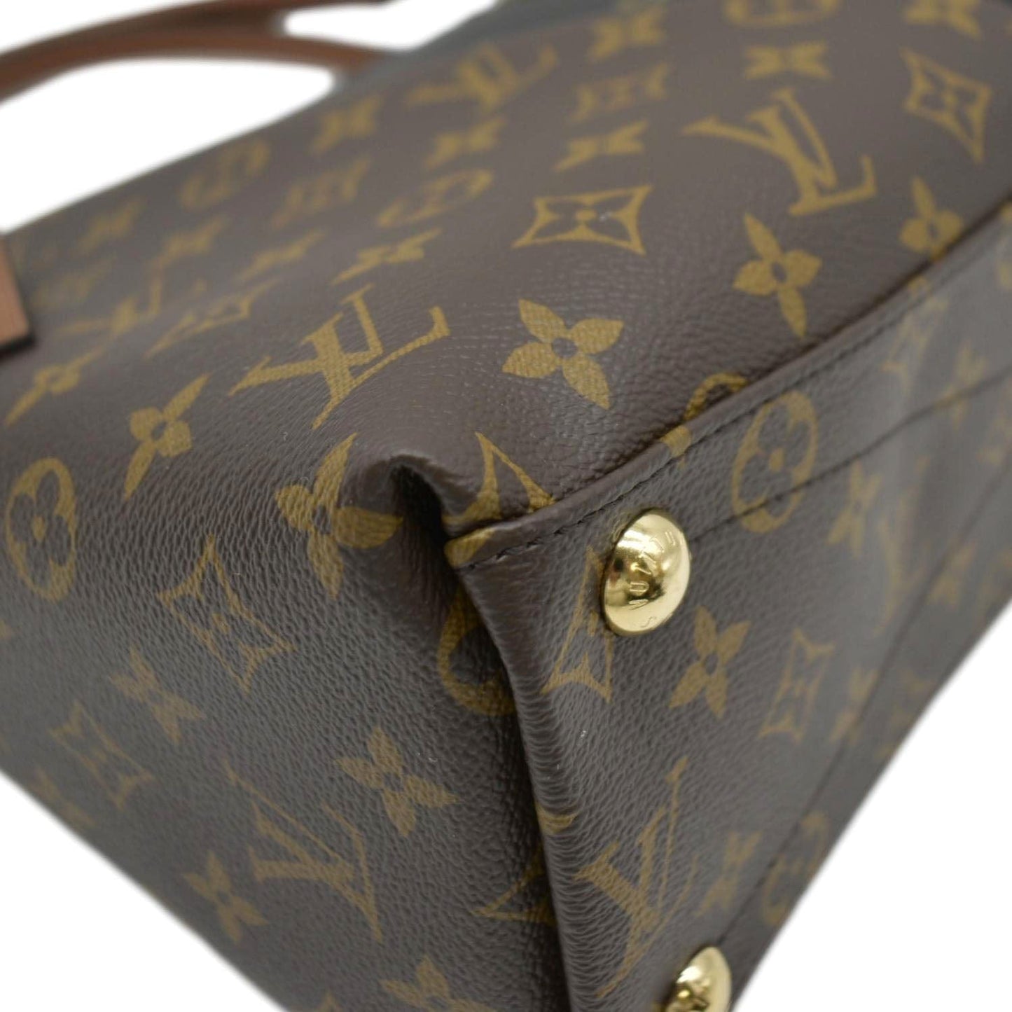 LOUIS VUITTON V Monogram Canvas Tote Shoulder Bag Brown