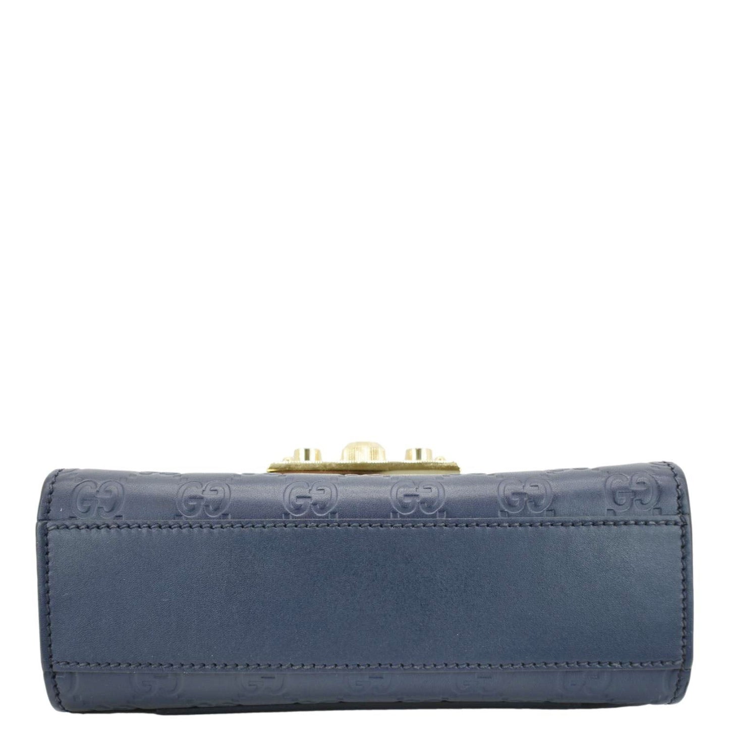 GUCCI Signature Padlock Small Leather Top Handle Shoulder Bag Blue 409487
