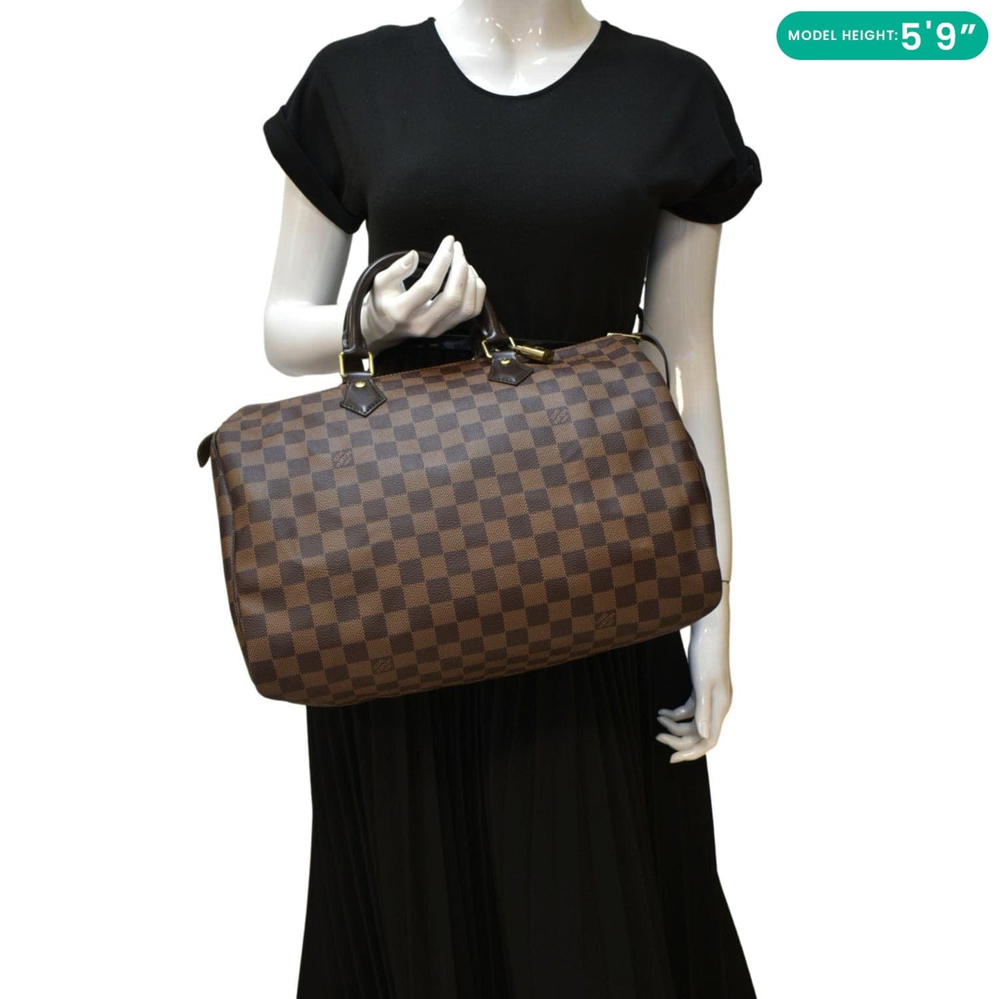 LOUIS VUITTON  Speedy 35 Damier Ebene Satchel Bag Brown