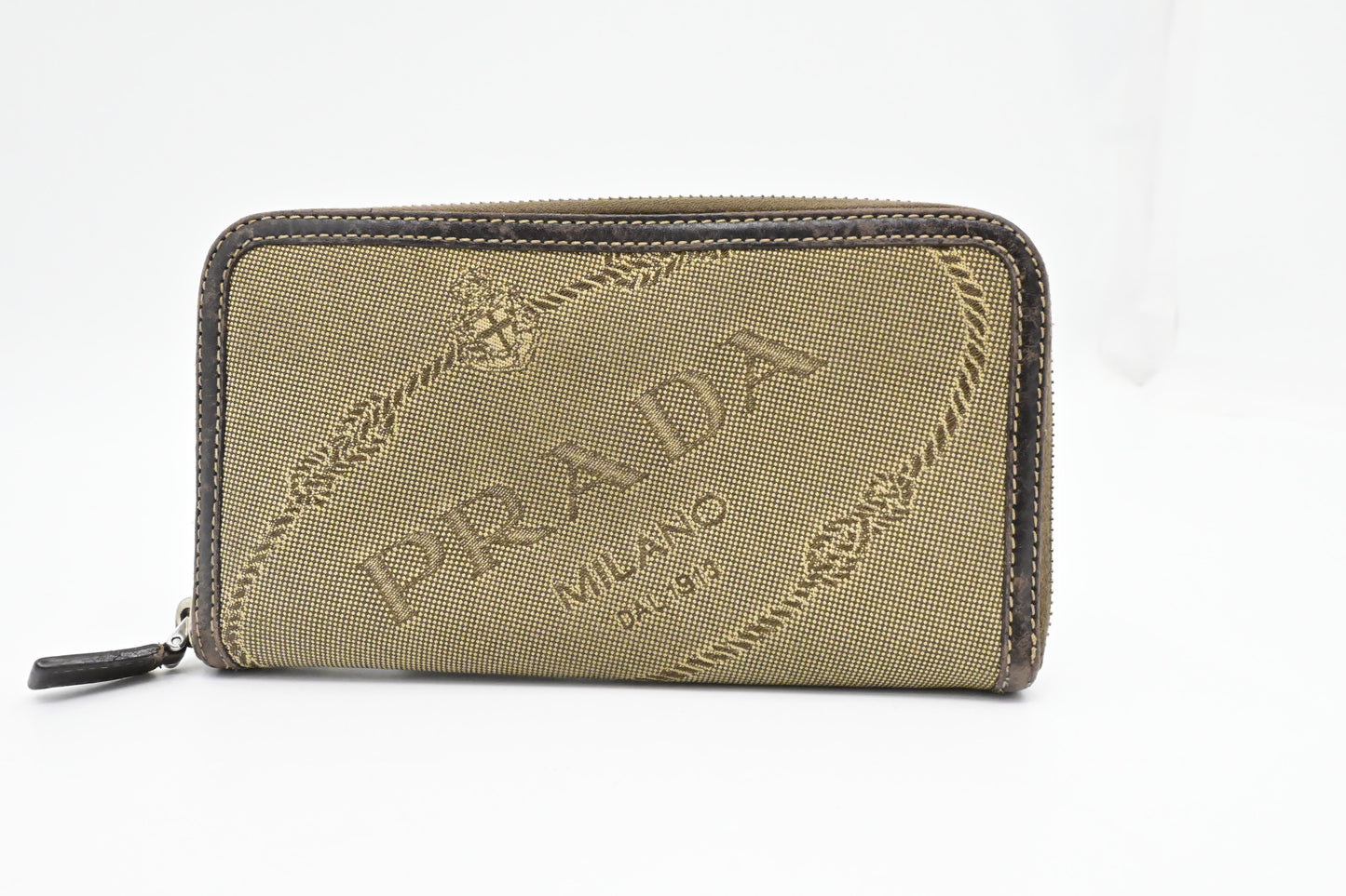 Prada Long Zippy Wallet in Beige Canvas