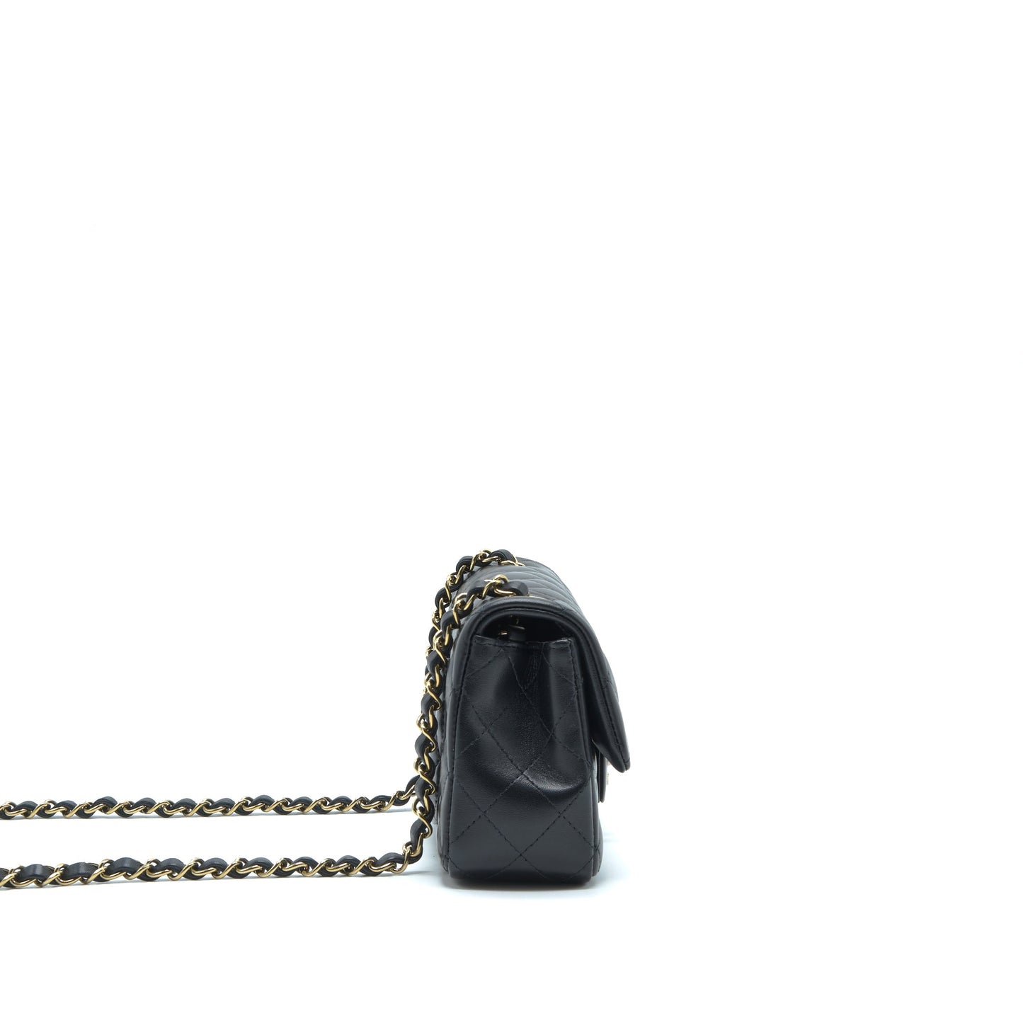Chanel Mini Rectangular Flap Bag Lambskin Black LGHW(Microchipï¼