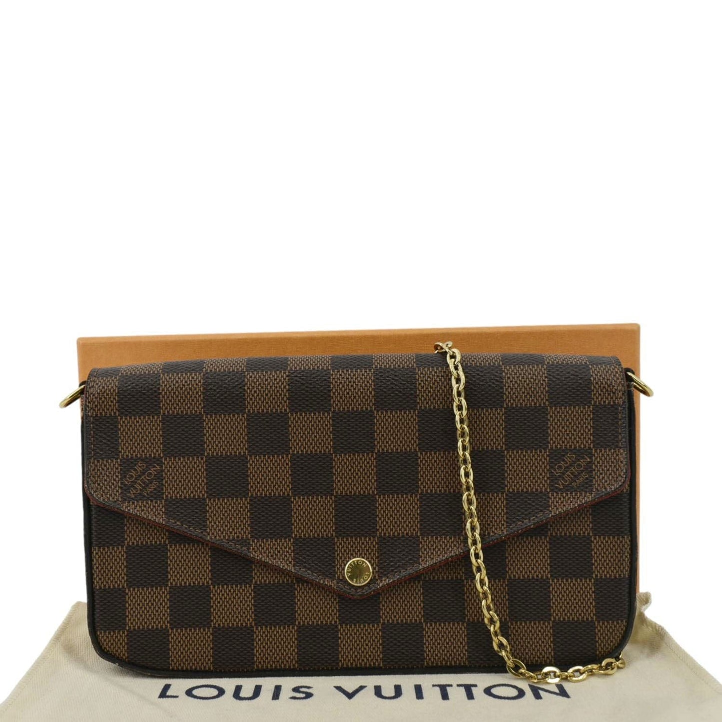 LOUIS VUITTON Felicie Damier Ebene Pochette Crossbody Bag Brown
