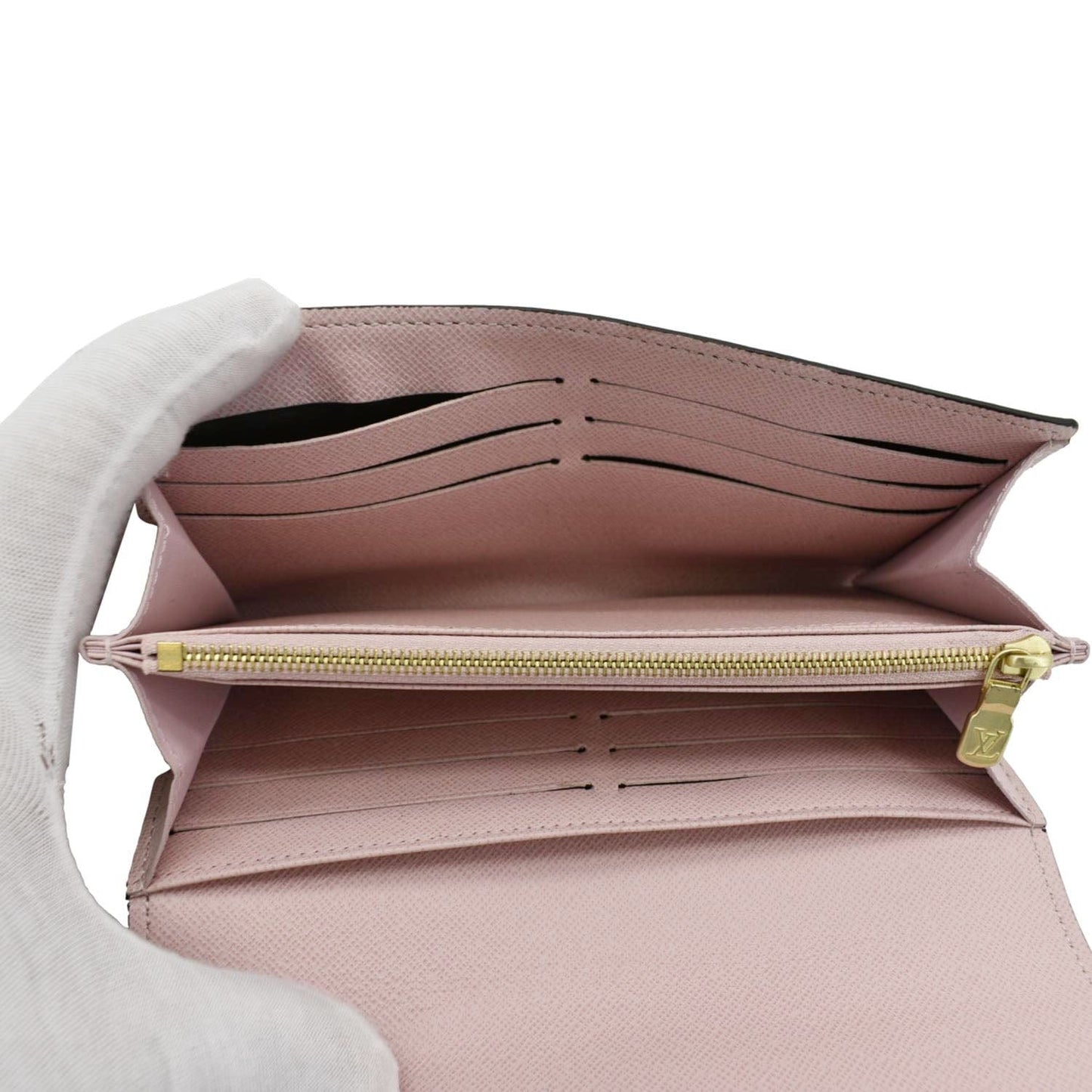 LOUIS VUITTON Sarah Damier Ebene Wallet Rose Ballerine