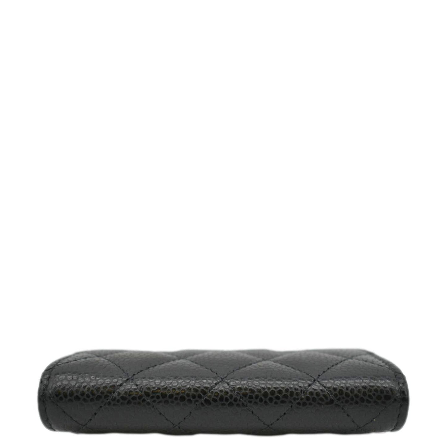 CHANEL Flap Quilted Caviar Leather Card Holder Black