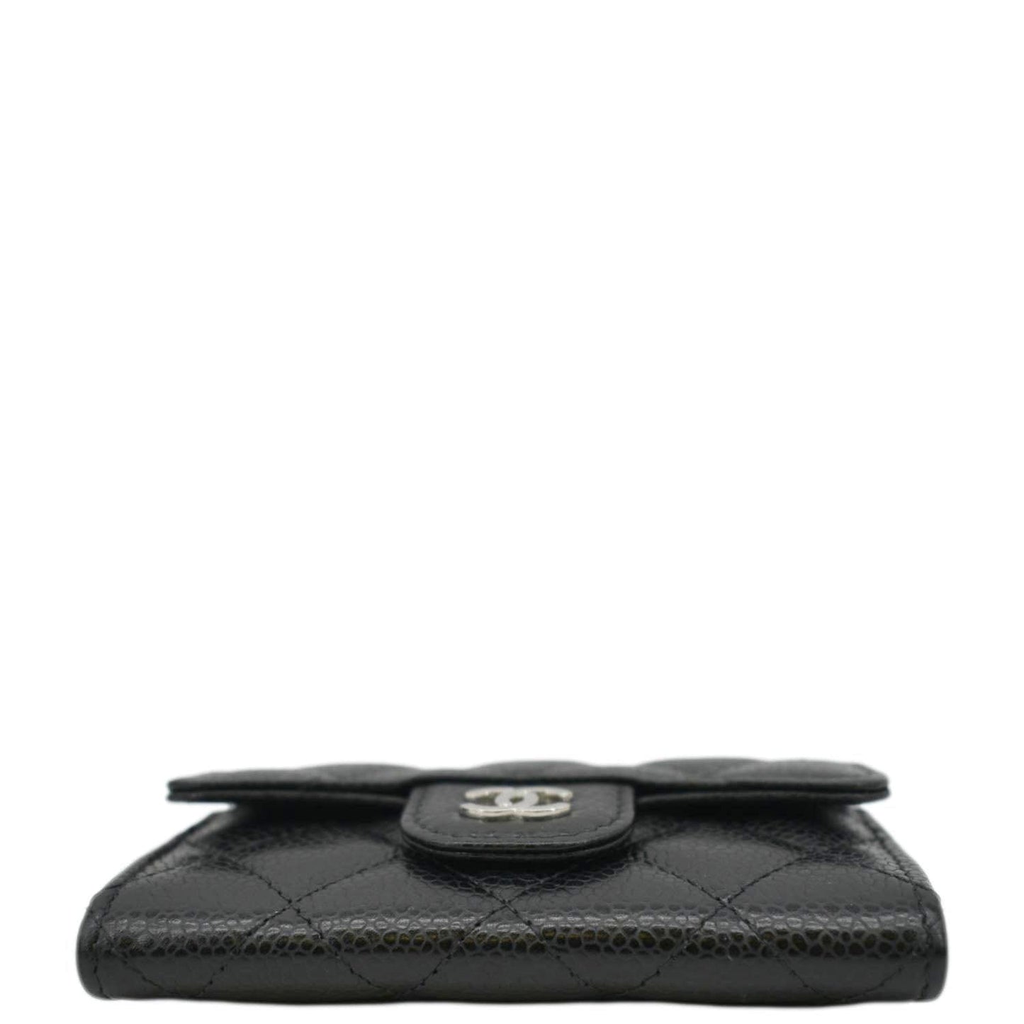 CHANEL Flap Quilted Caviar Leather Card Holder Black