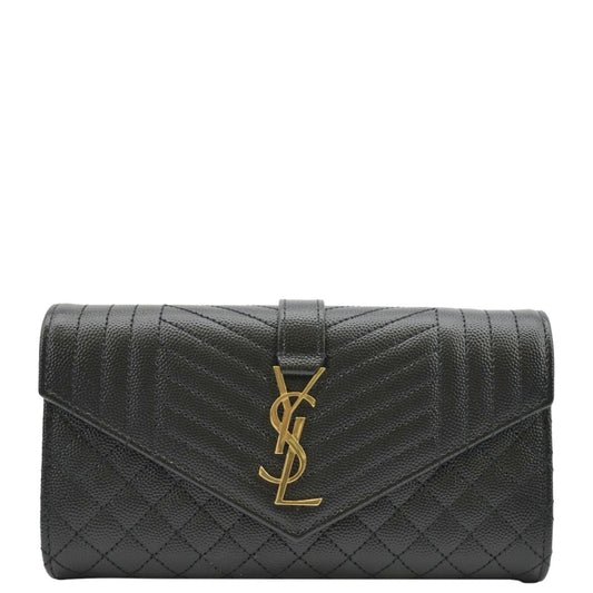 YVES SAINT LAURENT Grain De Poudre Embossed Leather Wallet Black