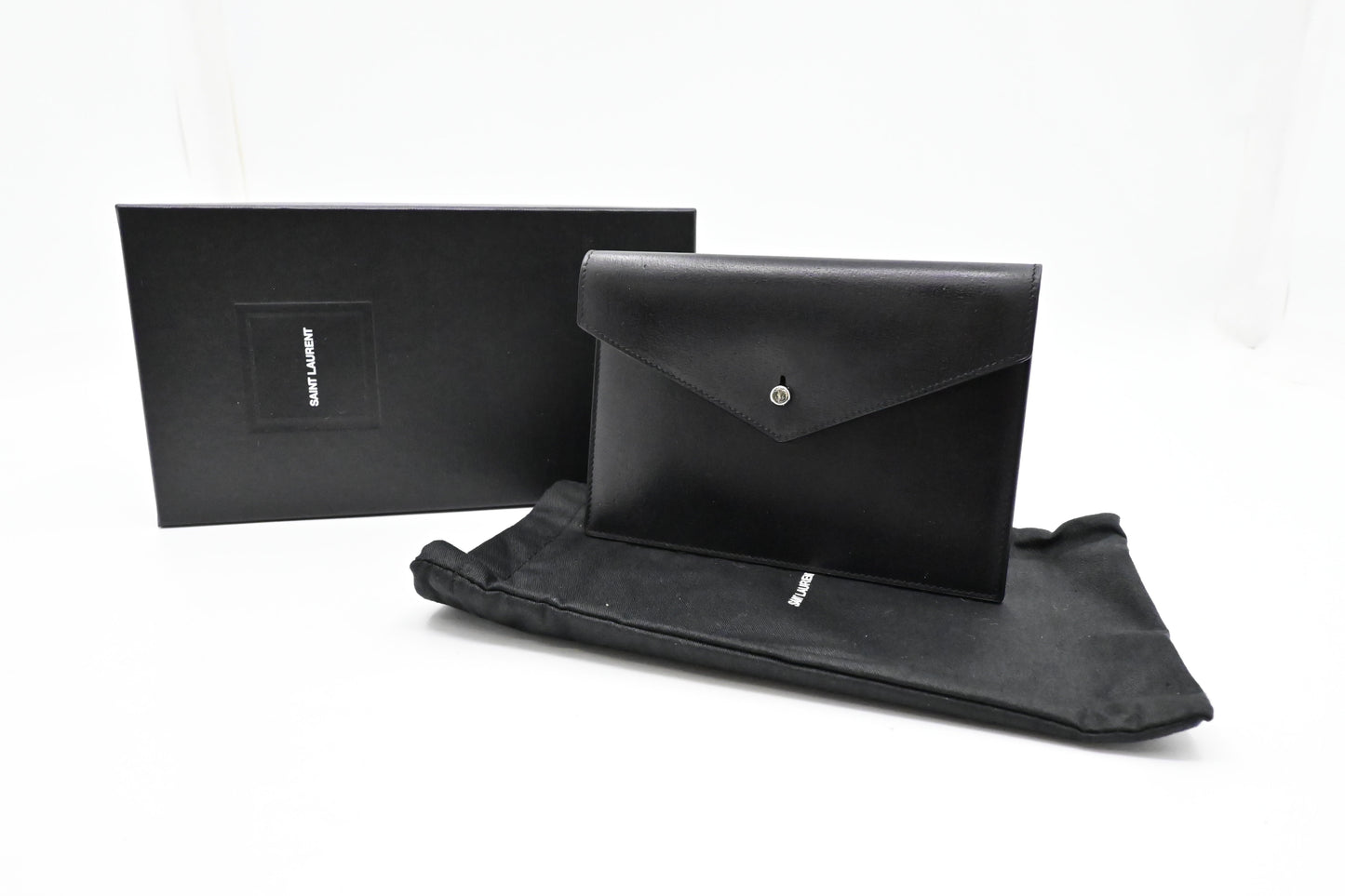 YSL Saint Laurent Envelope in Black Leather