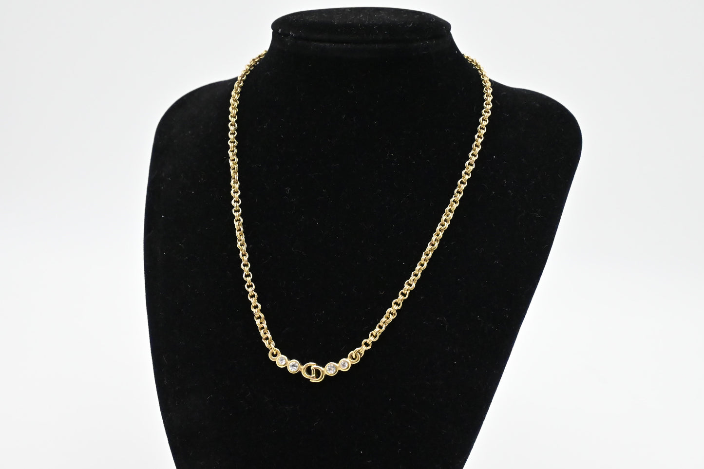 Dior Initials Necklace with Rhinestones