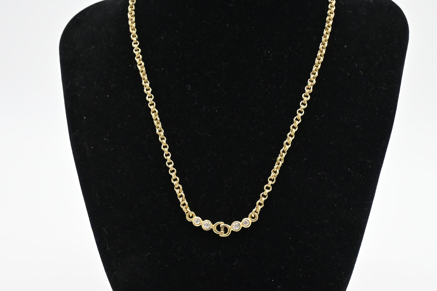 Dior Initials Necklace with Rhinestones