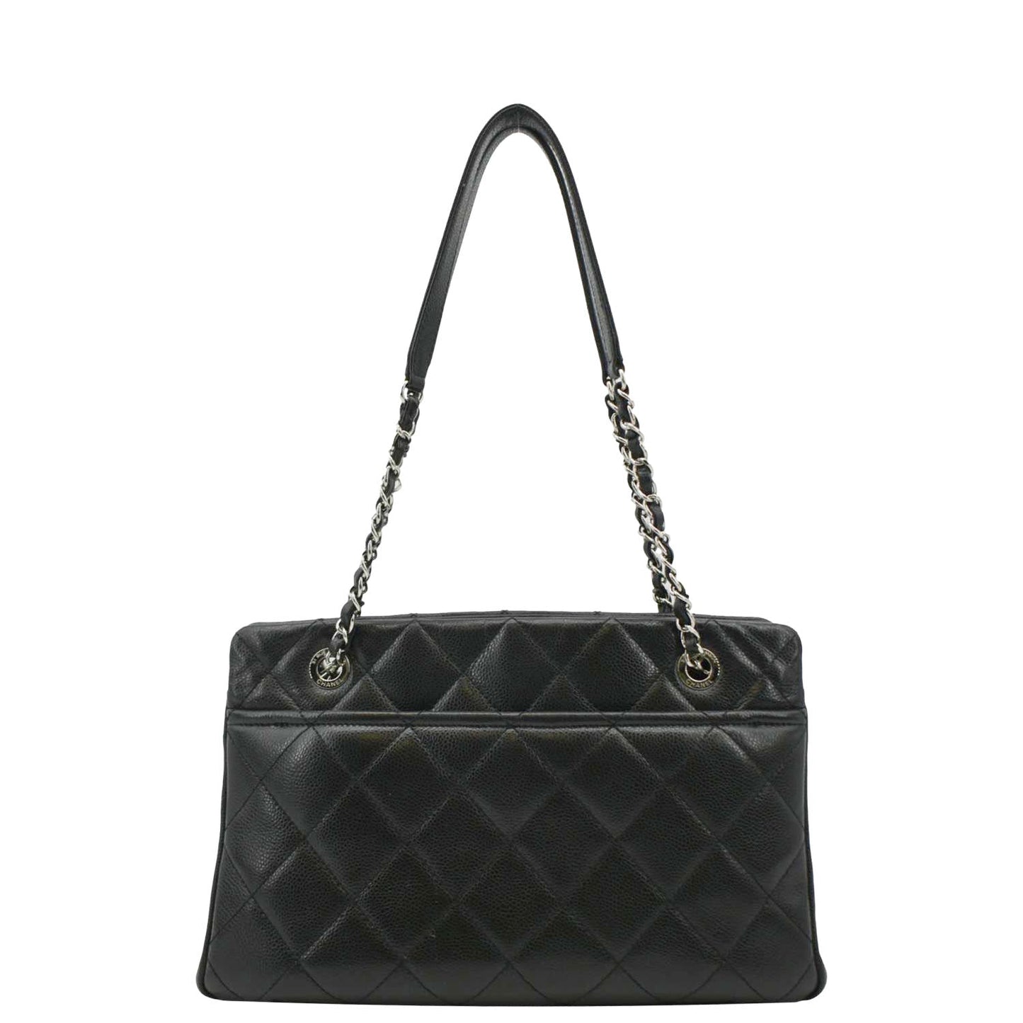 CHANEL Timeless CC Soft Quilted Caviar Leather Shopping Tote Bag Black