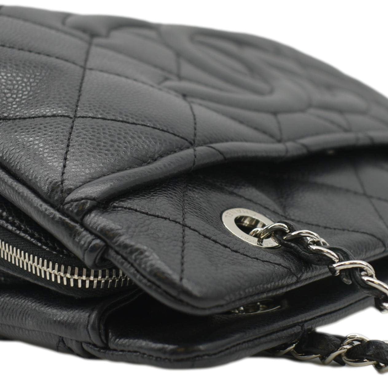 CHANEL Timeless CC Soft Quilted Caviar Leather Shopping Tote Bag Black