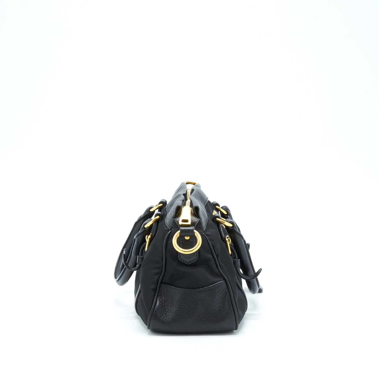 Prada Tessuto Handle Purse Nylon And Leather Black