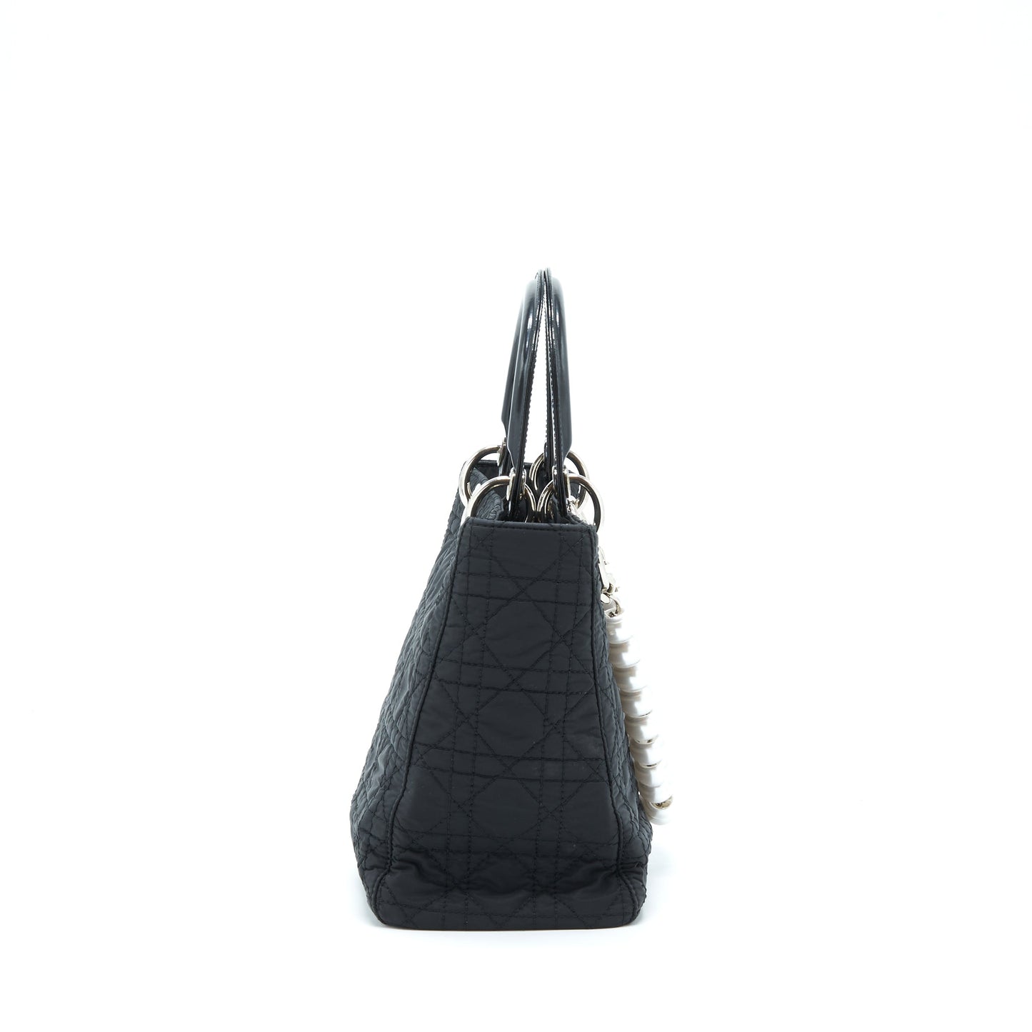 Dior Vintage Medium Lady Dior Nylon/Fabric Black