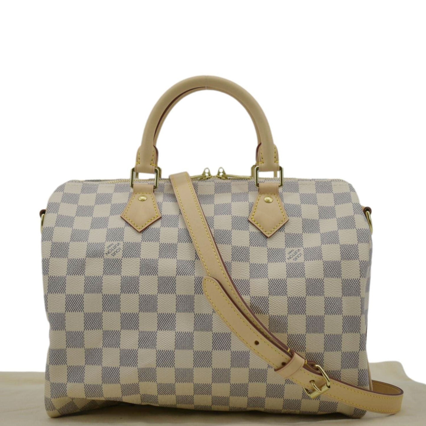 LOUIS VUITTON Speedy 30 Bandouliere Damier Azur Shoulder Bag White