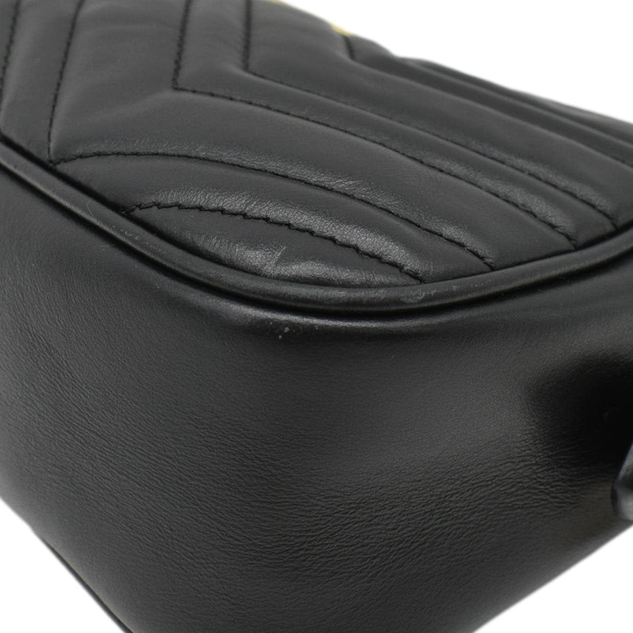 GUCCI GG Marmont Small Matelasse Chevron Leather Crossbody Camera Bag Black 447632