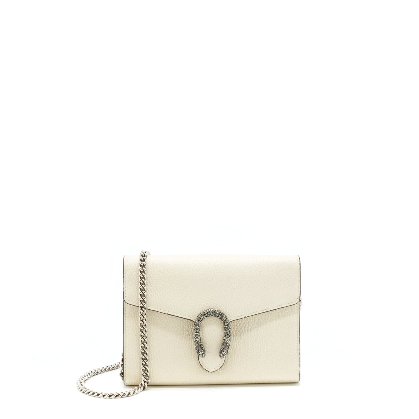 Gucci Dionysus Mini Chain Wallet Grained Calfskin White
