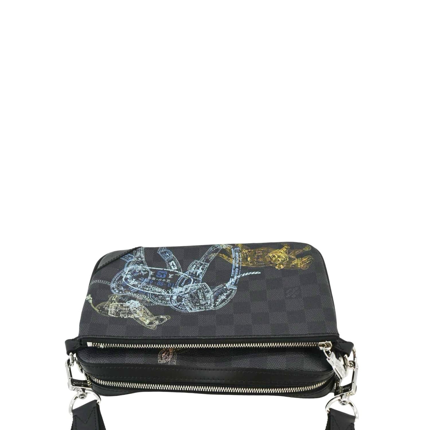 LOUIS VUITTON Trio Damier Graphite Wild Animals Messenger Bag Black
