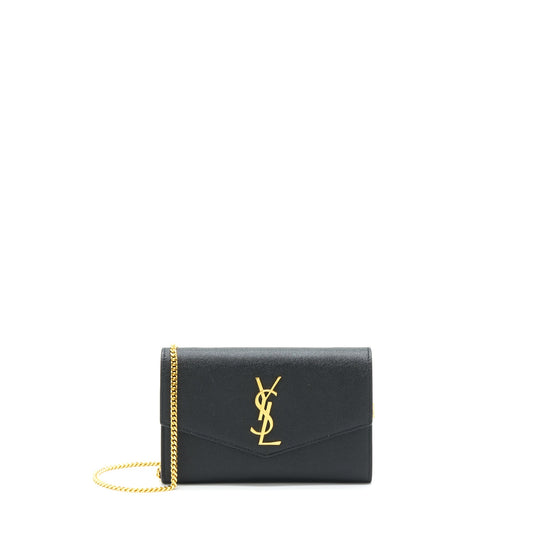 Saint Laurent/ Envelop Small Crossbody Purse Grained Calfskin Black
