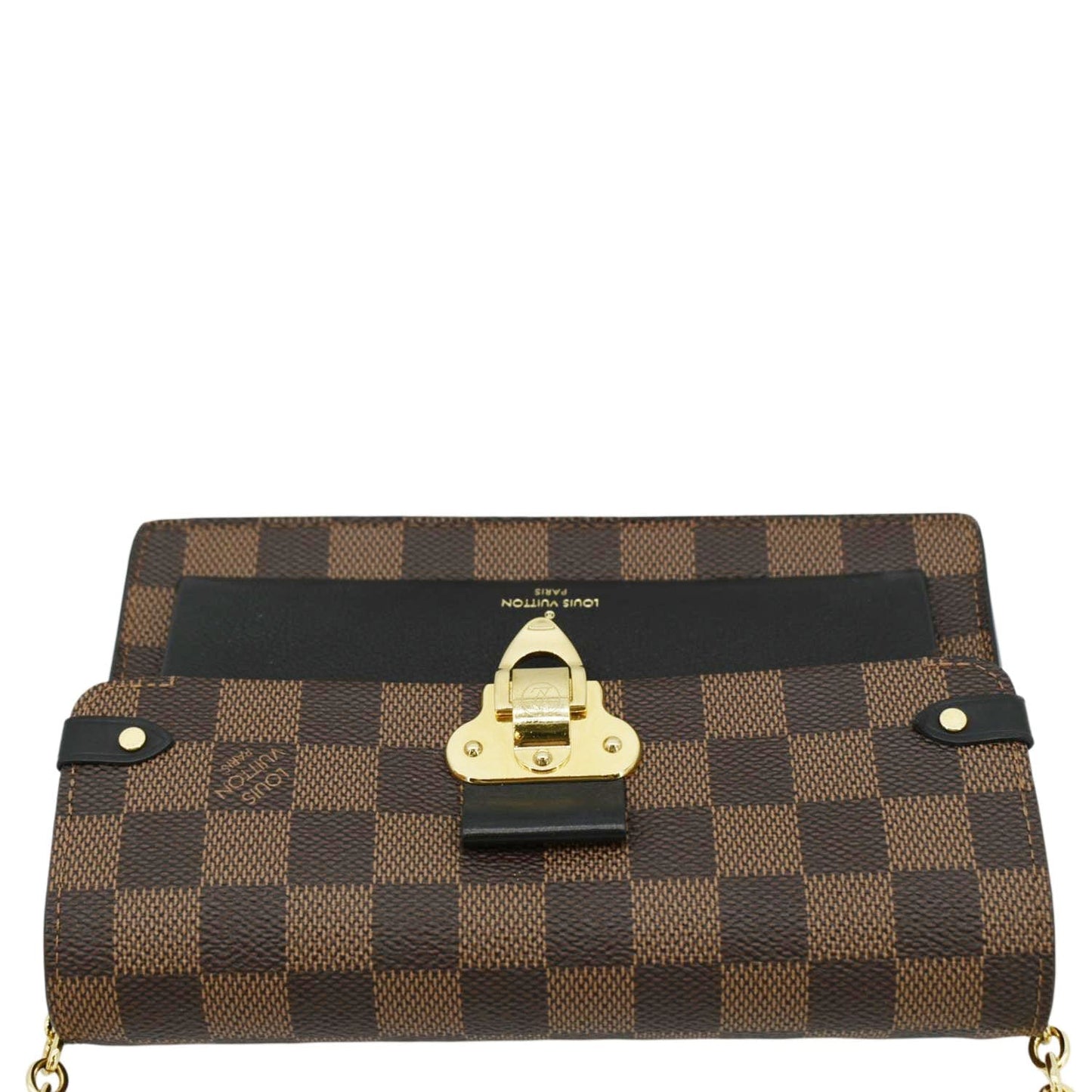 LOUIS VUITTON Vavin PM Damier Ebene Chain Crossbody Bag Black