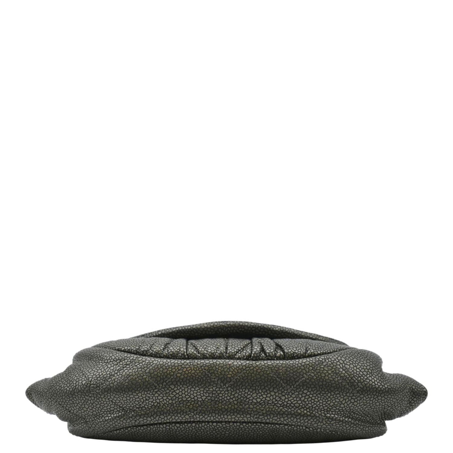 CHANEL Half Moon Caviar Leather Wallet on Chain Crossbody Bag Gray