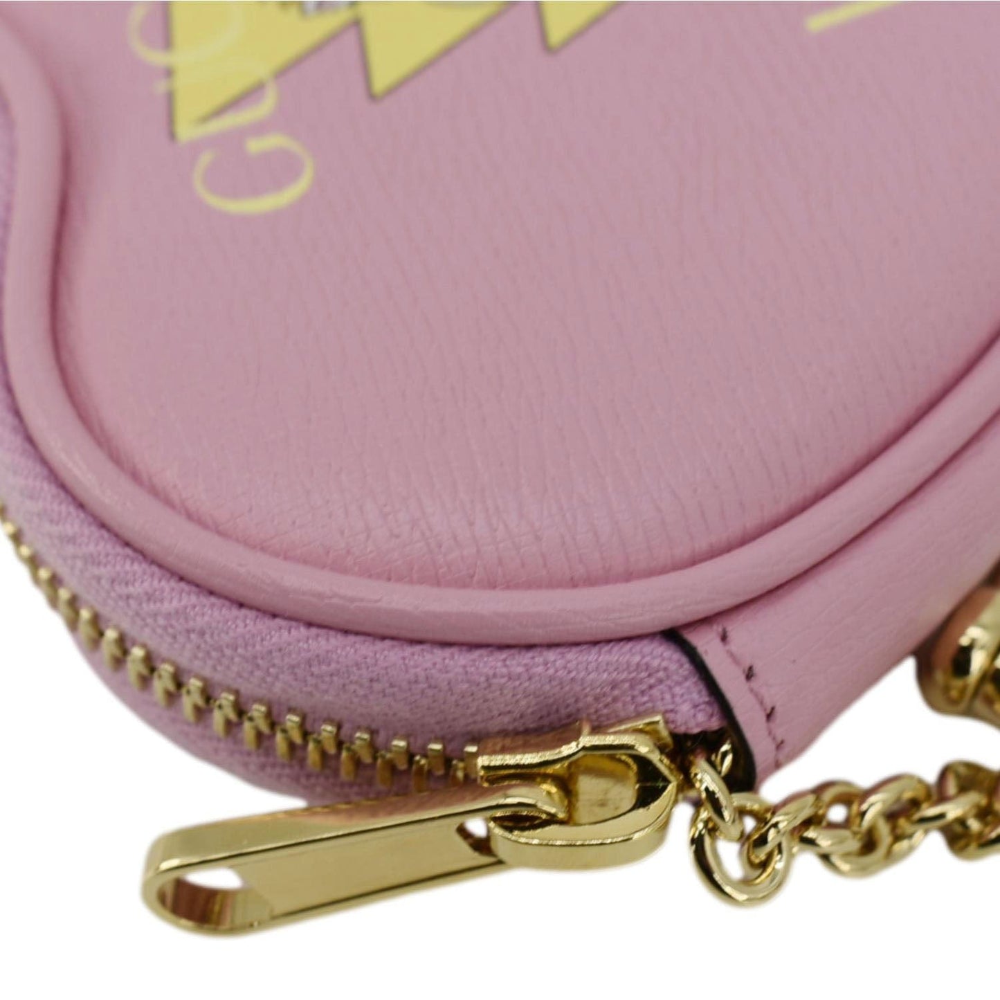 Gucci Bananya Heart Print Leather Coin Case Pink 701062
