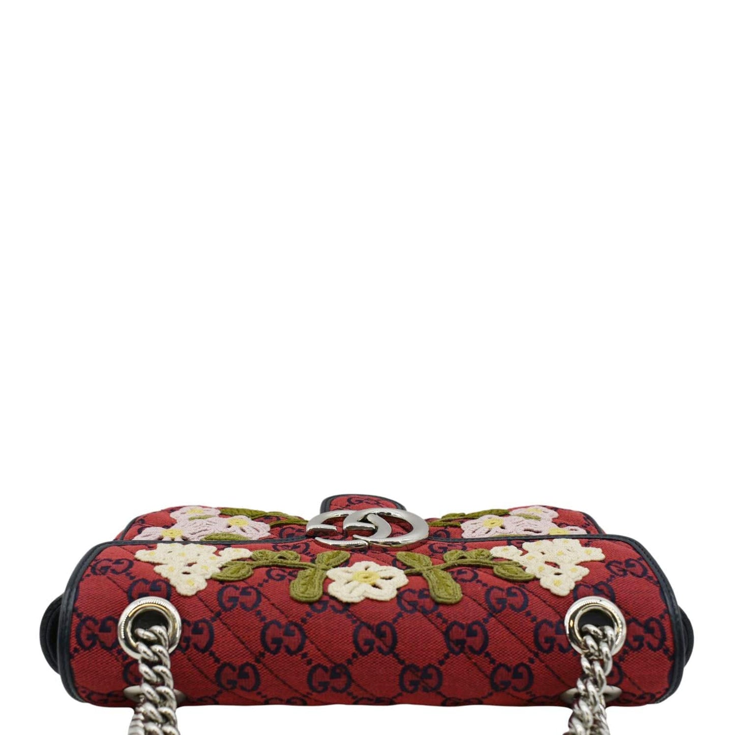 GUCCI GG Marmont Small Floral Embroidered Canvas Crossbody Bag Red 443497