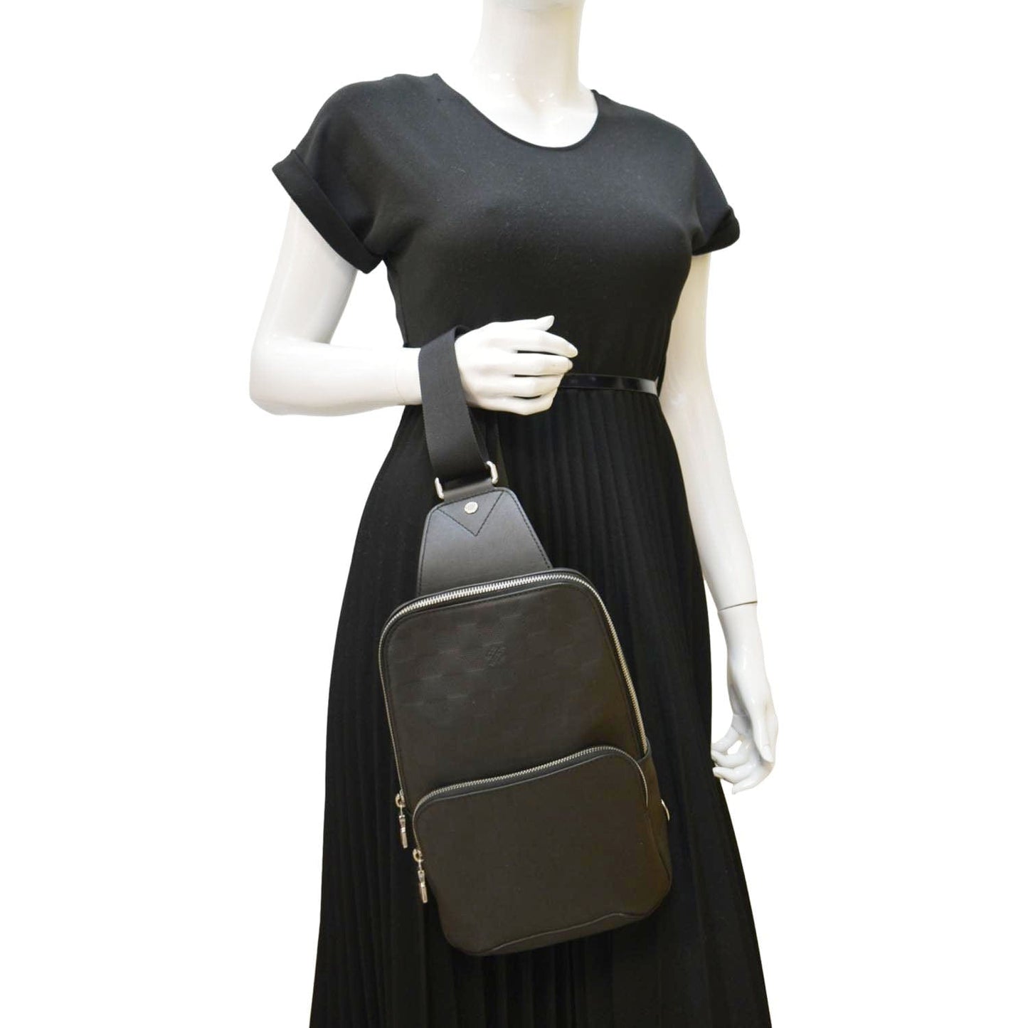 LOUIS VUITTON Avenue Sling Damier Infini Backpack Bag Black