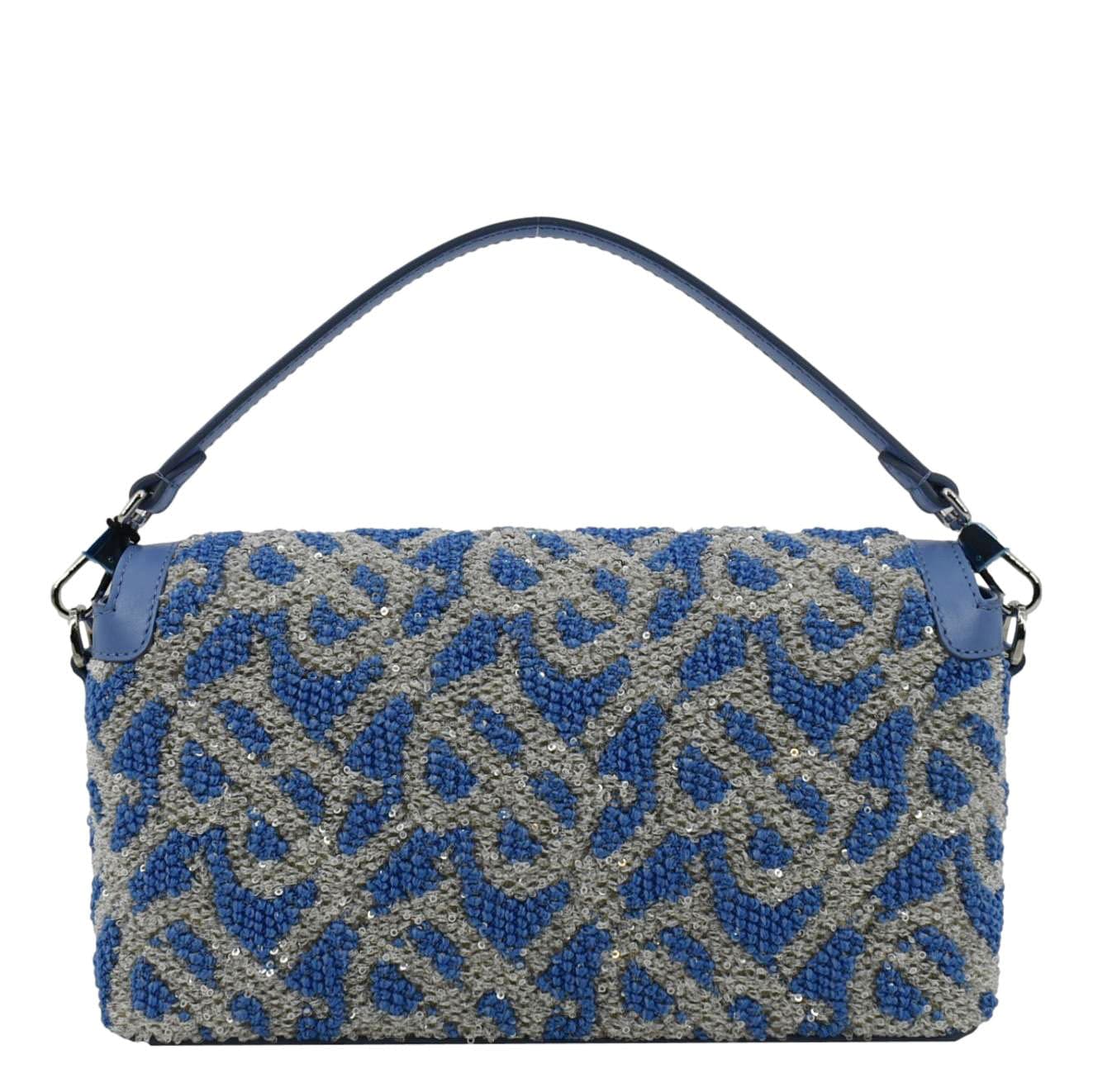 BURBERRY Note TB Small Sequins Yarn Shoulder Bag Blue