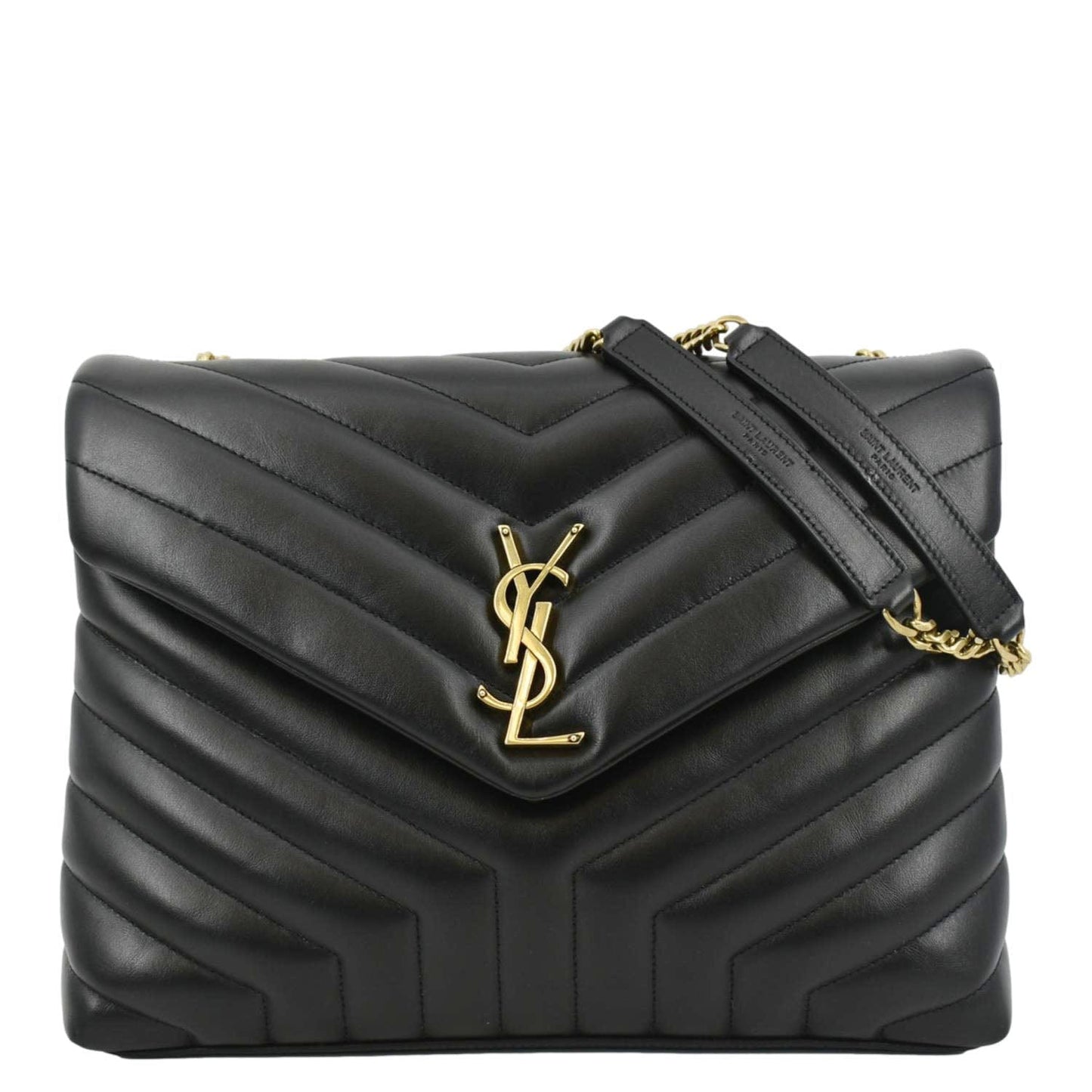 YVES SAINT LAURENT Loulou Medium Quilted Leather Crossbody Bag Black