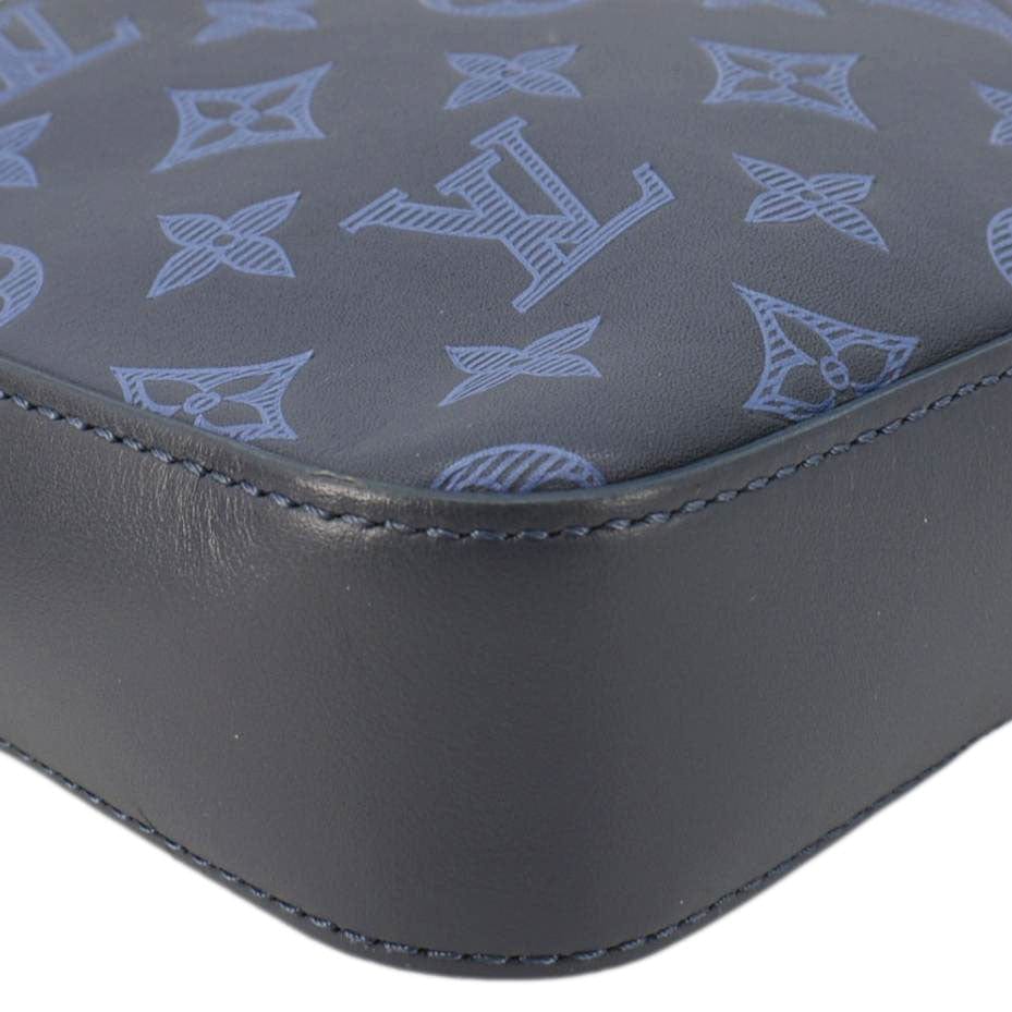 LOUIS VUITTON Duo Monogram Shadow Leather Shoulder Navy Blue