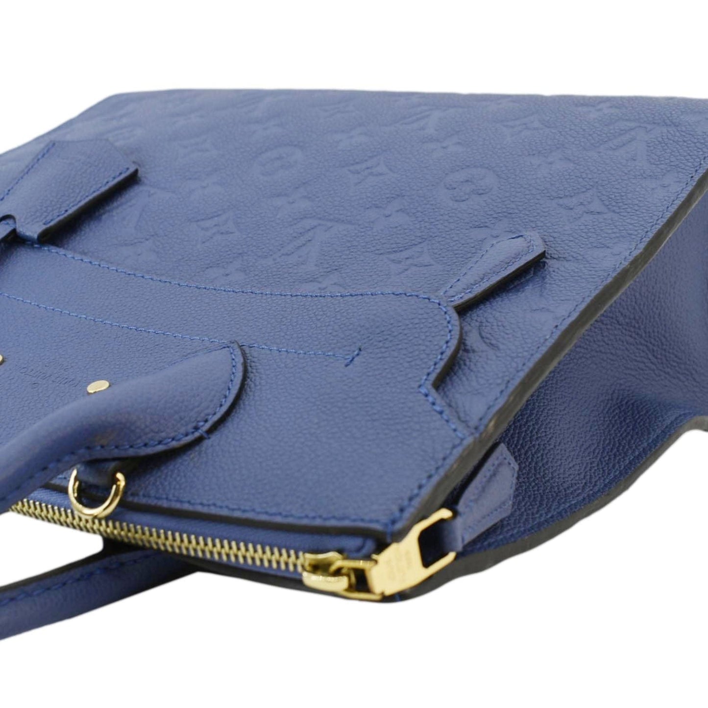 LOUIS VUITTON Pont Neuf MM Empreinte Leather Tote Shoulder Bag Blue