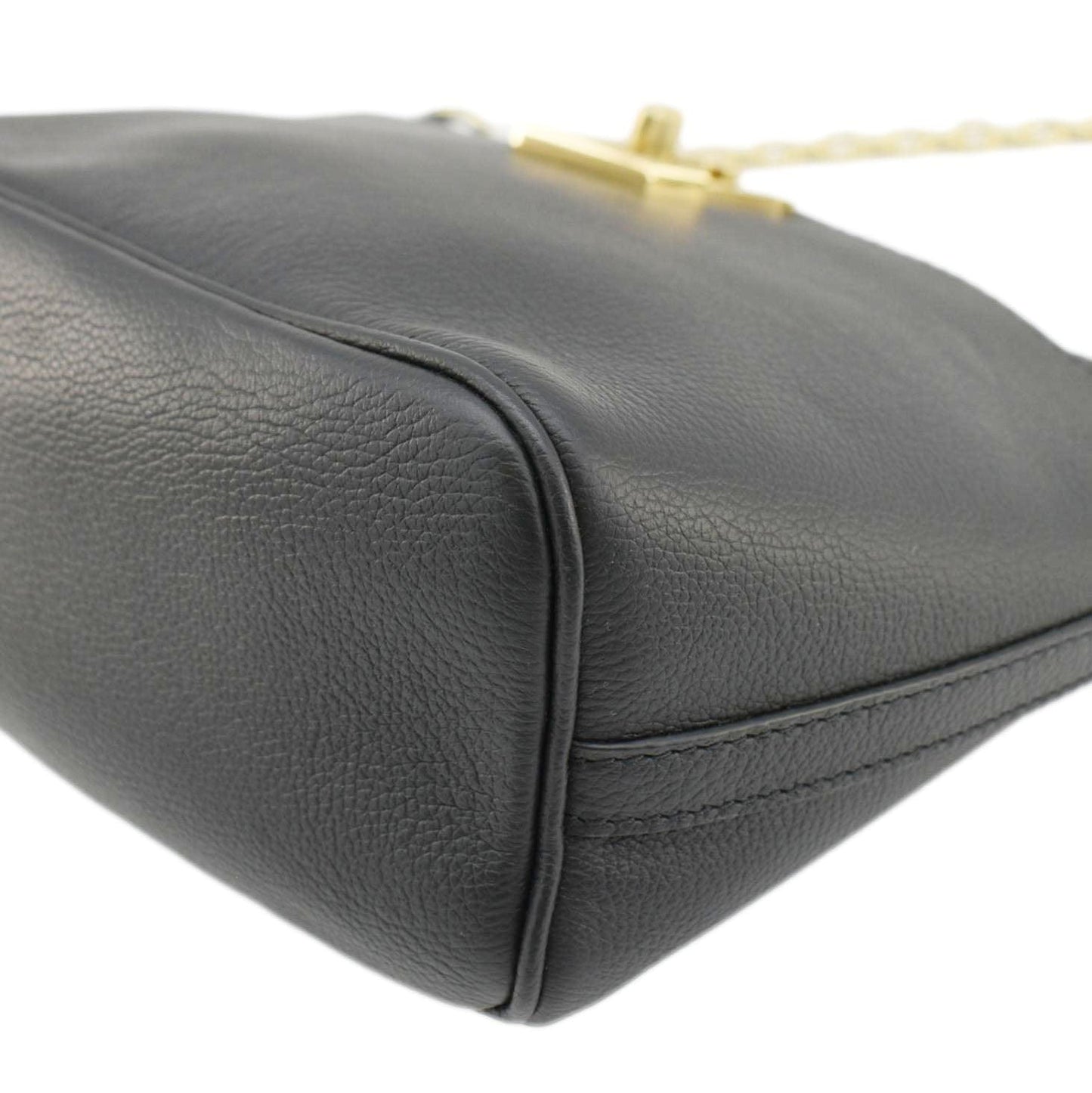 LOUIS VUITTON Lock and Walk Lockme Leather Bucket Shoulder Bag Black