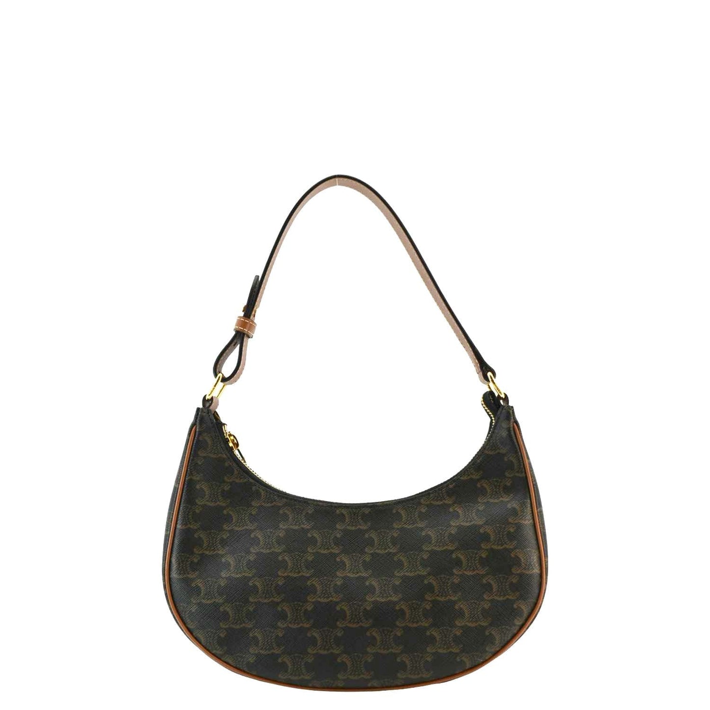 CELINE Ava Triomphe Canvas Calfskin Shoulder Bag Tan