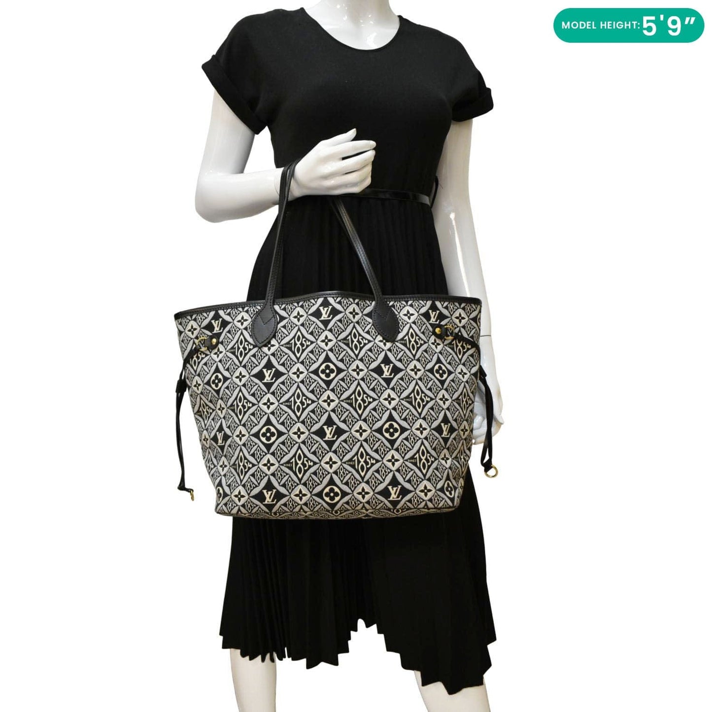 LOUIS VUITTON Since 1854 Neverfull MM Jacquard Shoulder Bag Black