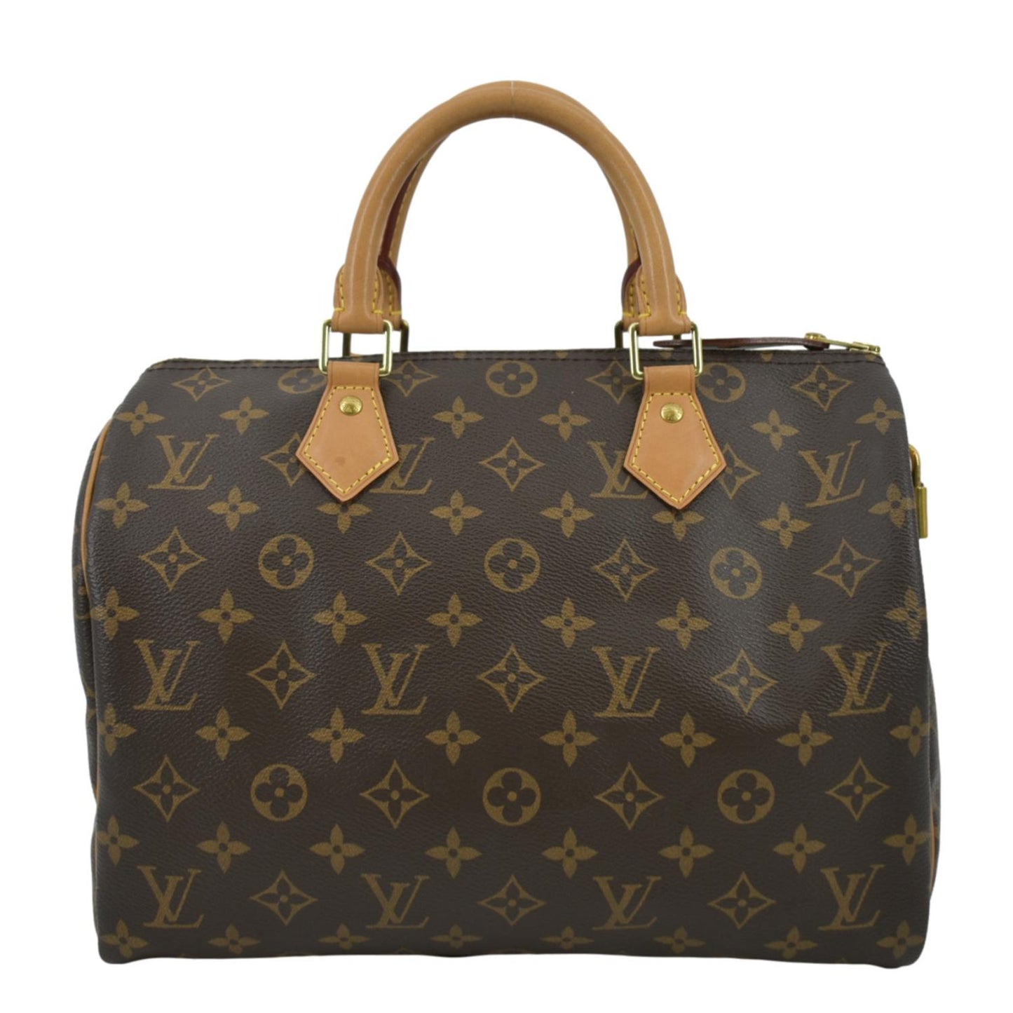 LOUIS VUITTON Speedy 30 Monogram Canvas Satchel Bag Brown