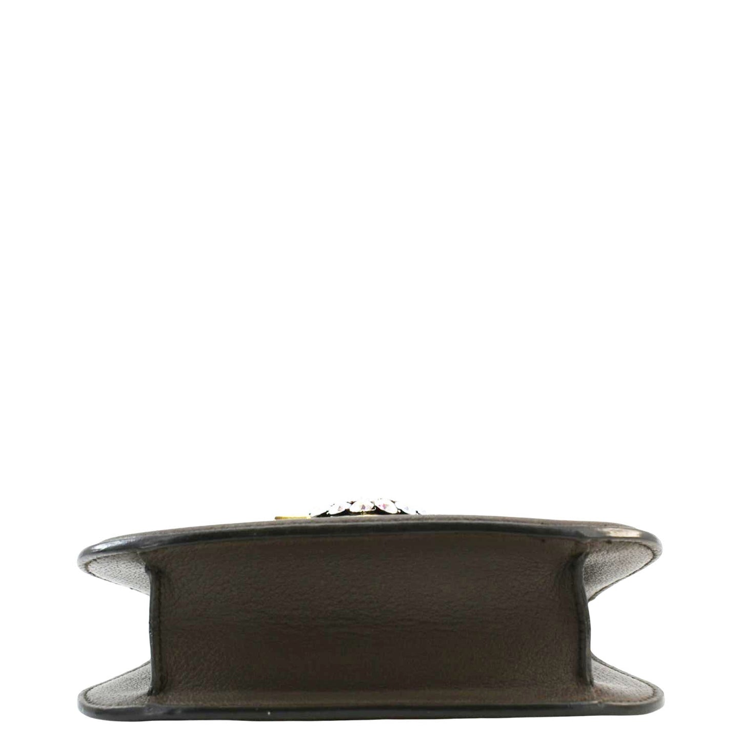 GUCCI Jeweled Heart Leather Totem Crossbody Bag Brown 500756