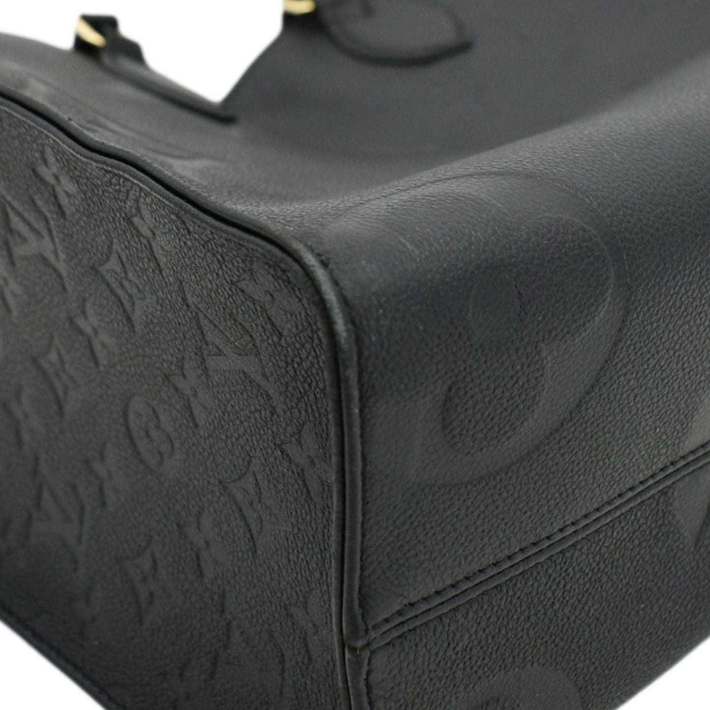 LOUIS VUITTON Onthego MM Giant Monogram Empreinte Leather Tote Bag Black