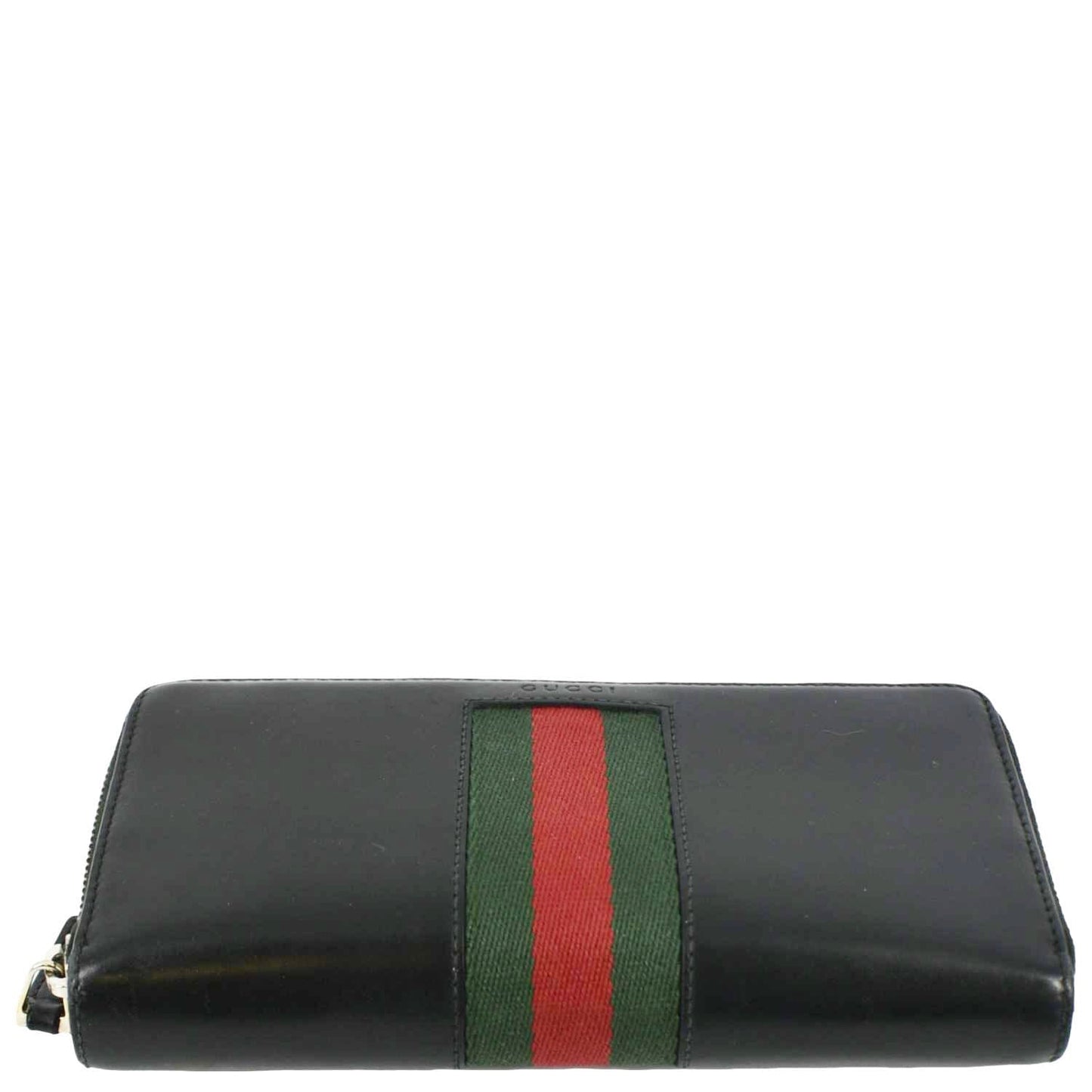 GUCCI Web Stripe Leather Zippy Wallet Black 408831
