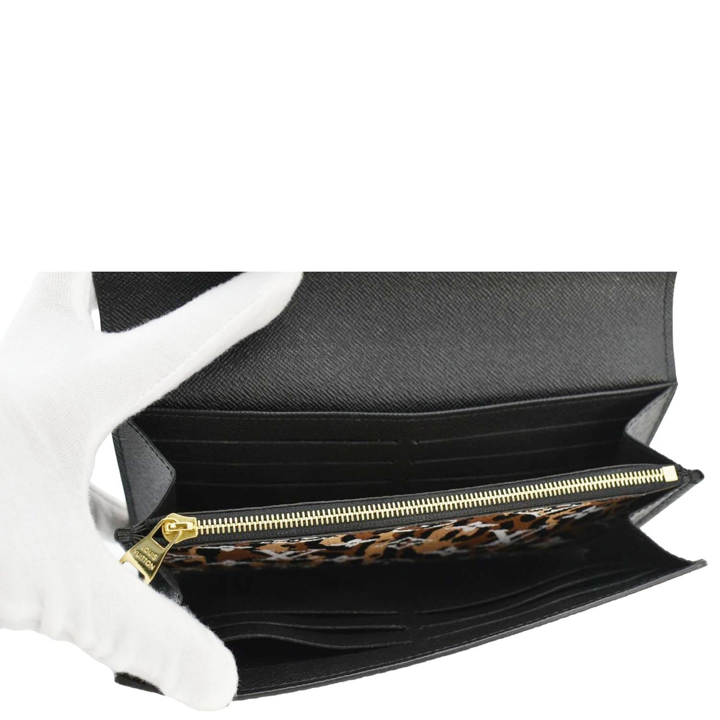 LOUIS VUITTON Giant Jungle Sarah Leather Wallet Black